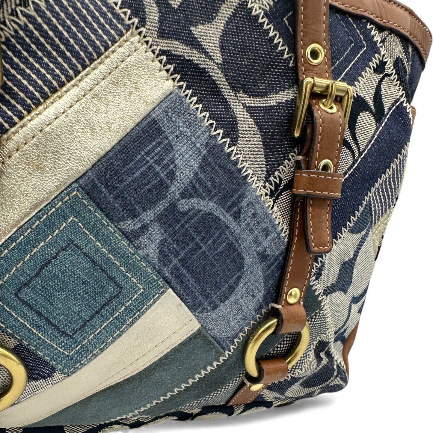 Vintage Coach 12217 Denim Patchwork Tote Shoulder Bag