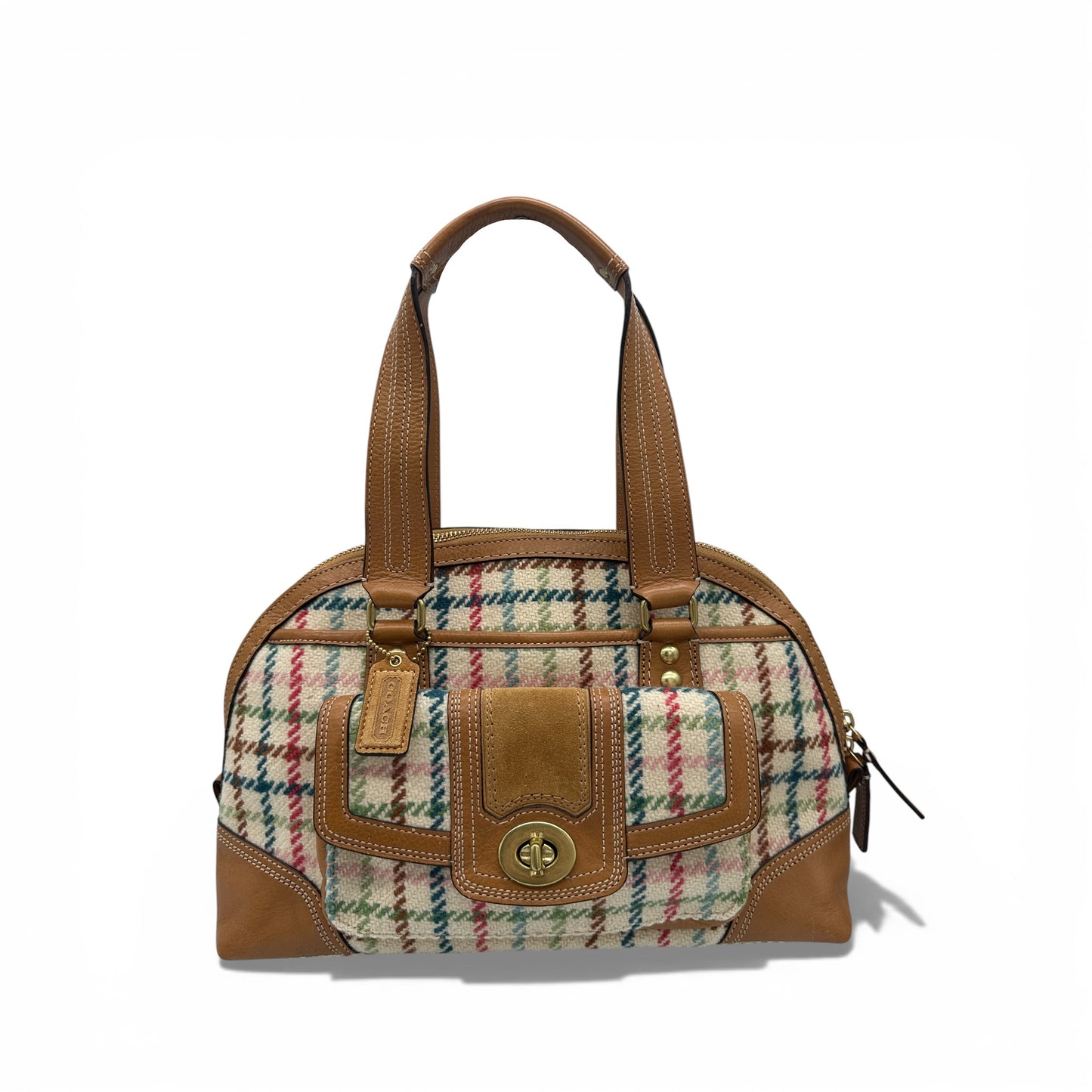 Vintage Coach F13990 Tattersall Plaid Handbag