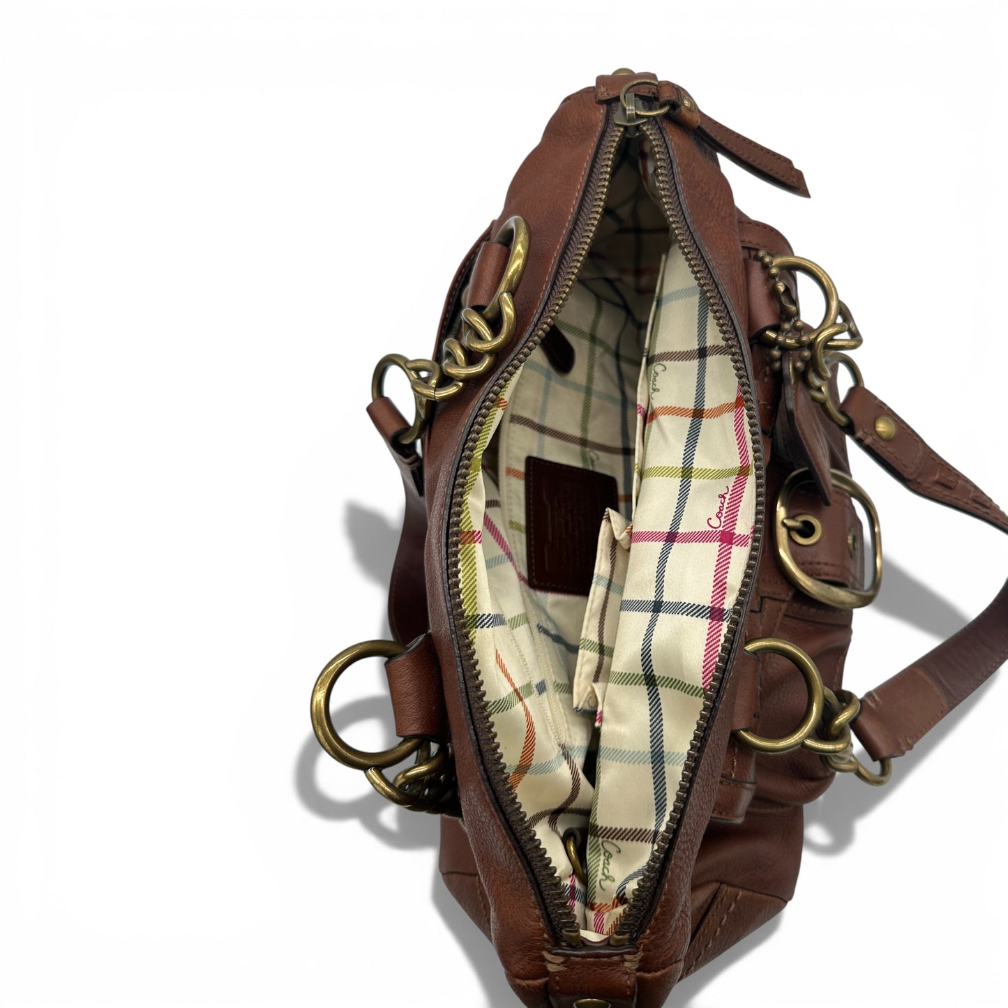 Vintage Coach 10984 Schwarze Monogramm-Schultertasche mit Drehverschluss