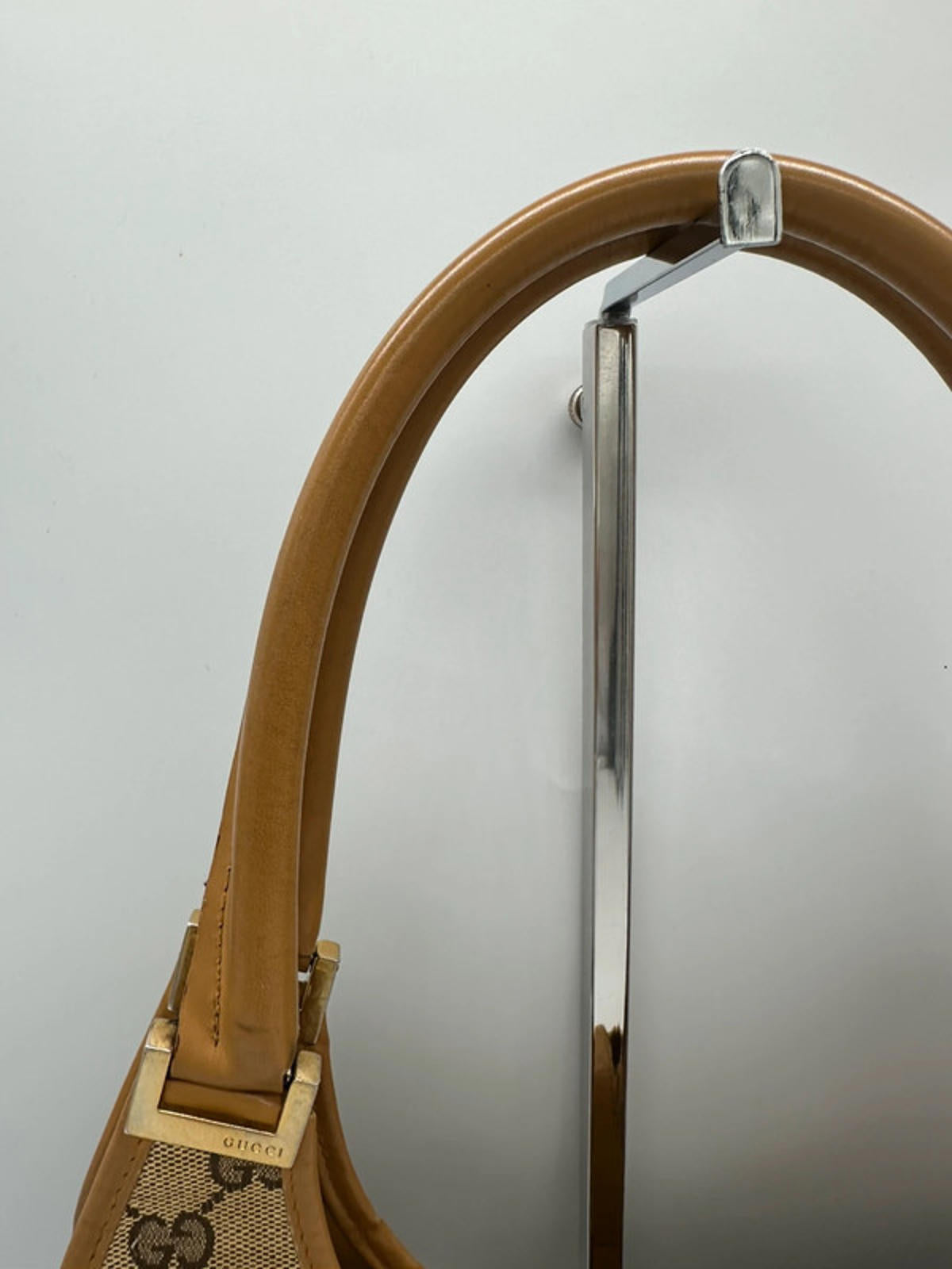 Vintage Gucci Brown GG Monogram Jackie 1961 Bardot Handbag