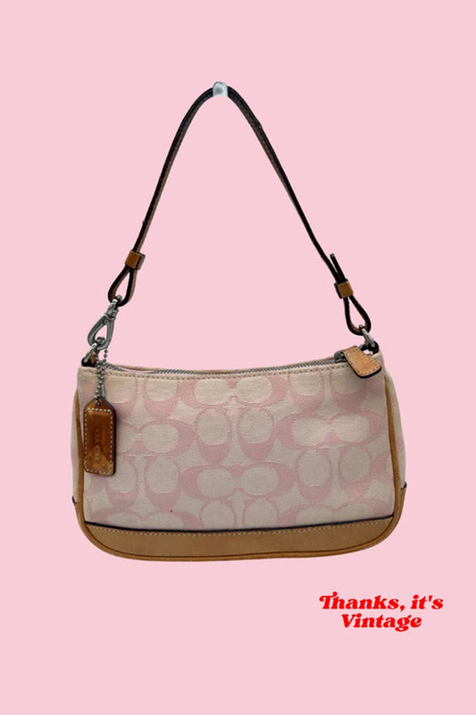 Vintage Coach 6094 Baby Pink Signature Monogram Demi Mini Shoulder Bag