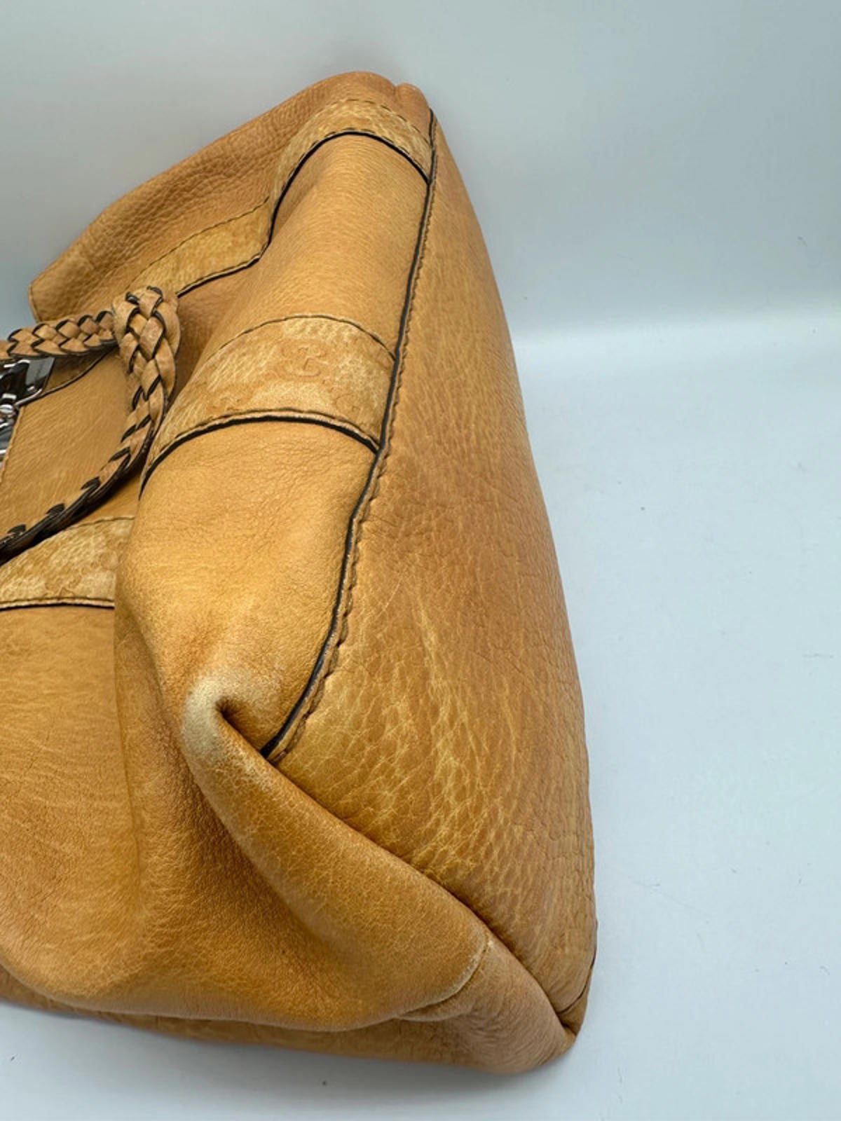 Vintage Gucci GG Signature Bamboo Bar Tote bag Mustard Leather