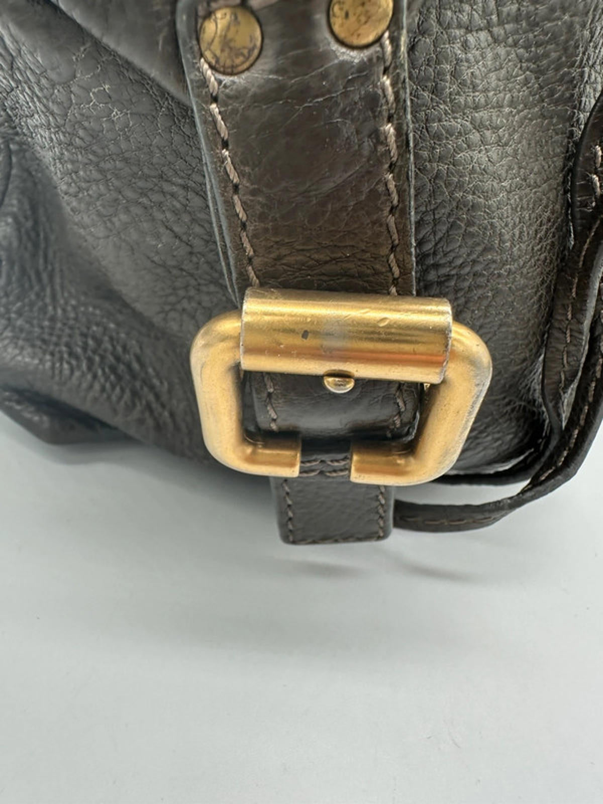 Vintage Chloé Paddington Handbag in Dark Brown Grain Leather