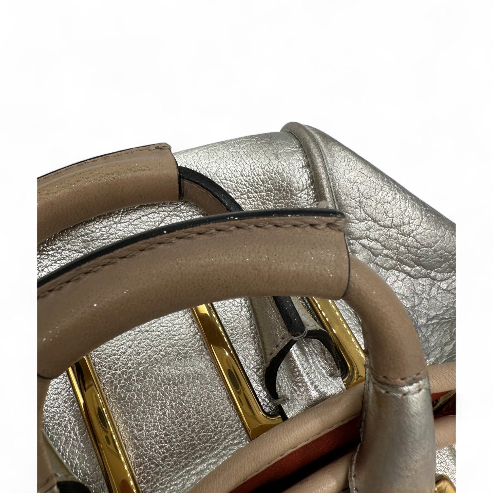 Chloè Mini Ethel Handbag with Two Way Strap in Silver Leather - Thanks it's Vintage
