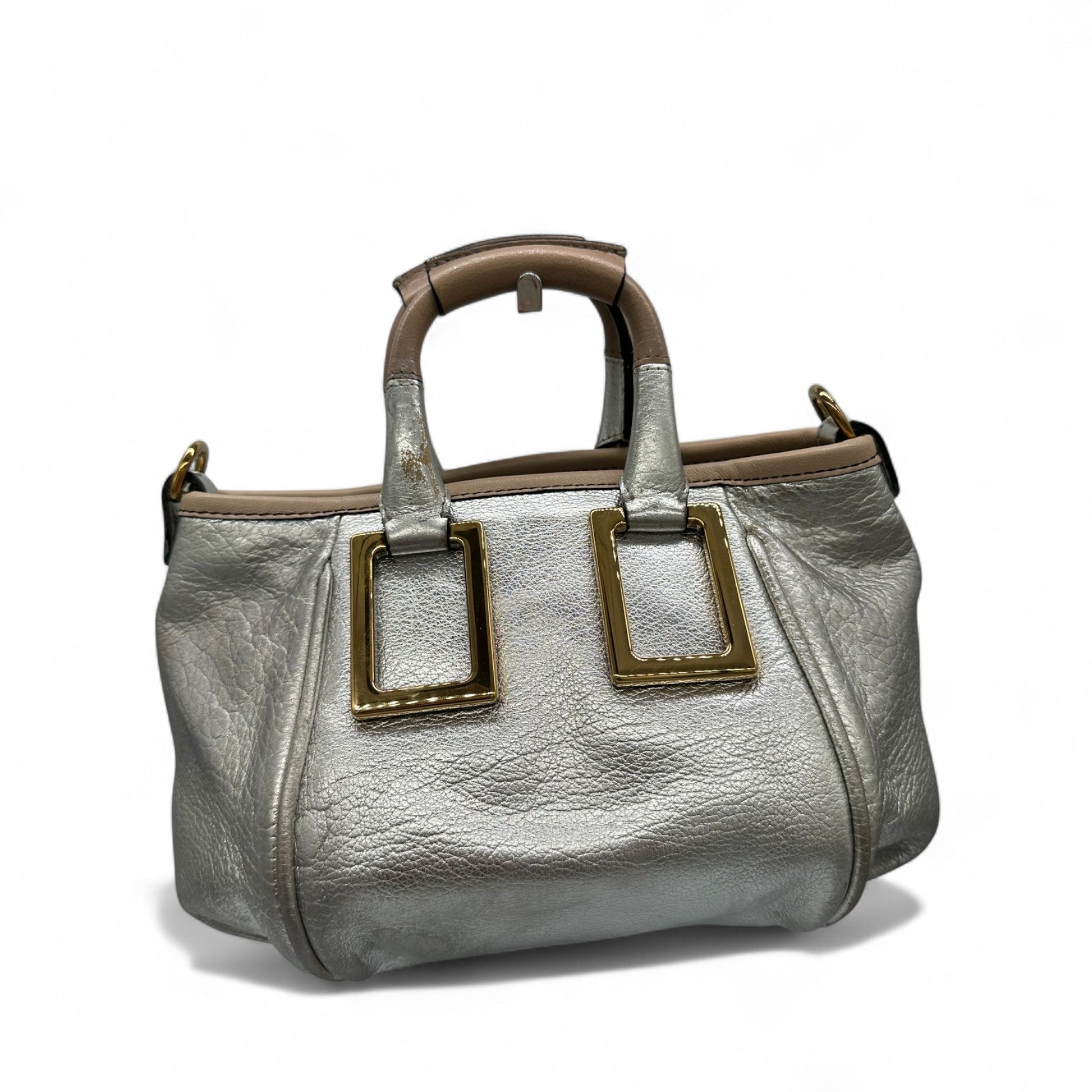 Chloè Mini Ethel Handbag with Two Way Strap in Silver Leather - Thanks it's Vintage