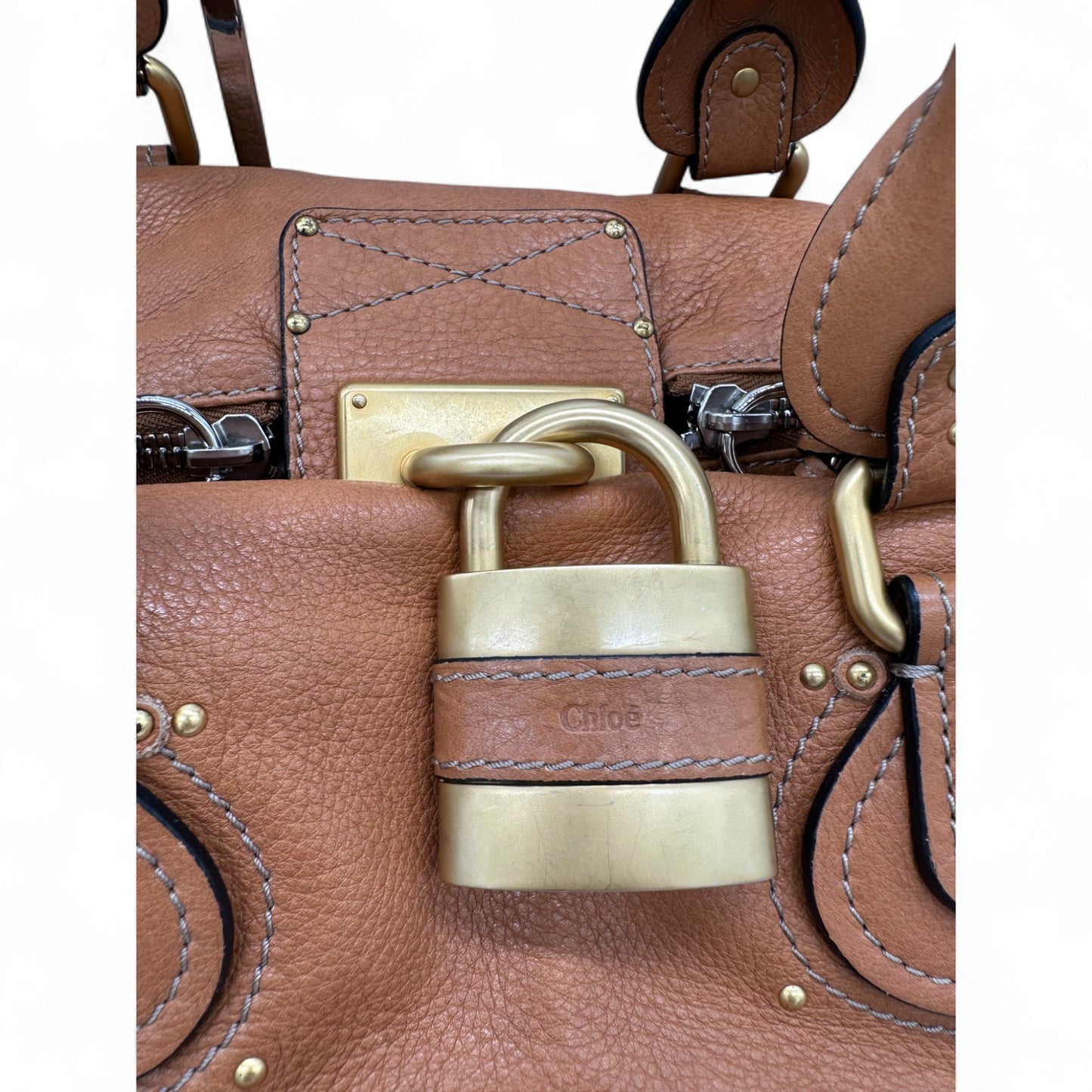 Chloé Paddington in Tan Leather with Brass Padlock Hardware - Thanks it's Vintage