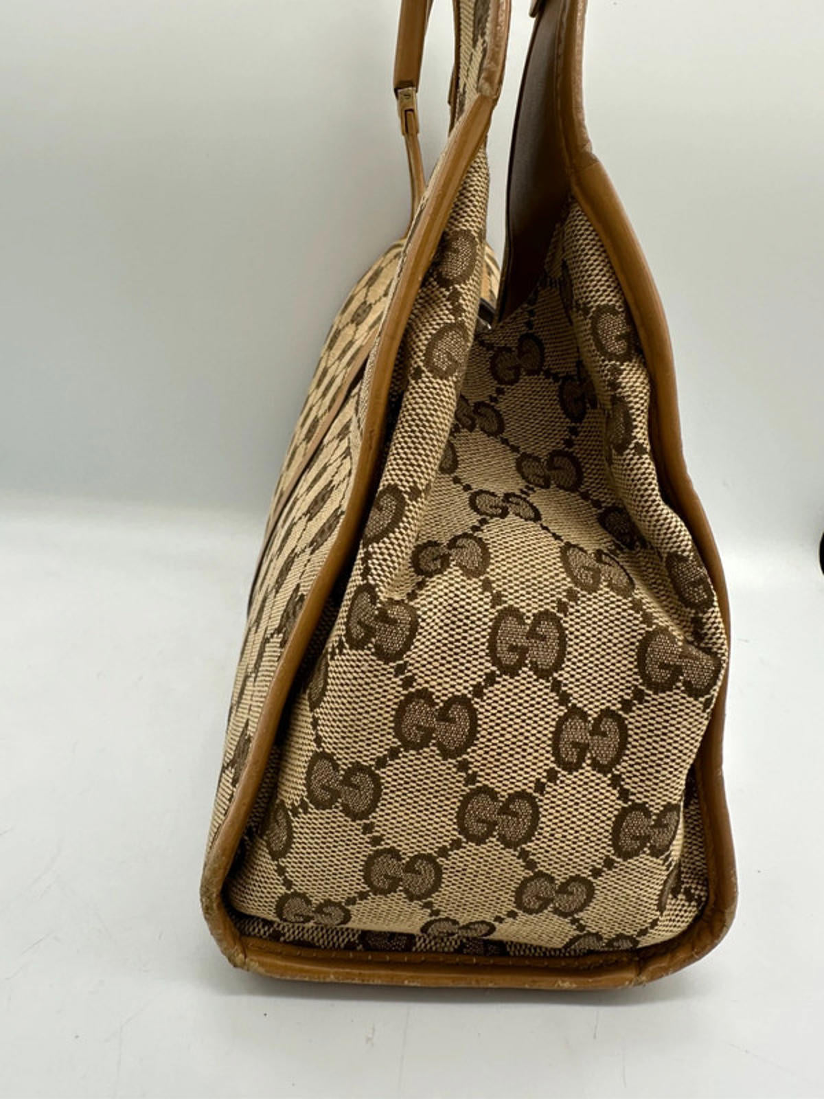 Vintage Gucci Brown GG Monogram Jackie 1961 Bardot Handbag