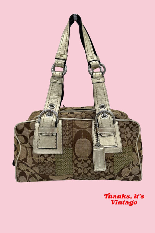 Vintage Coach 12317 Boston Buckle Rare Y2K Patchwork Shoulder Bag