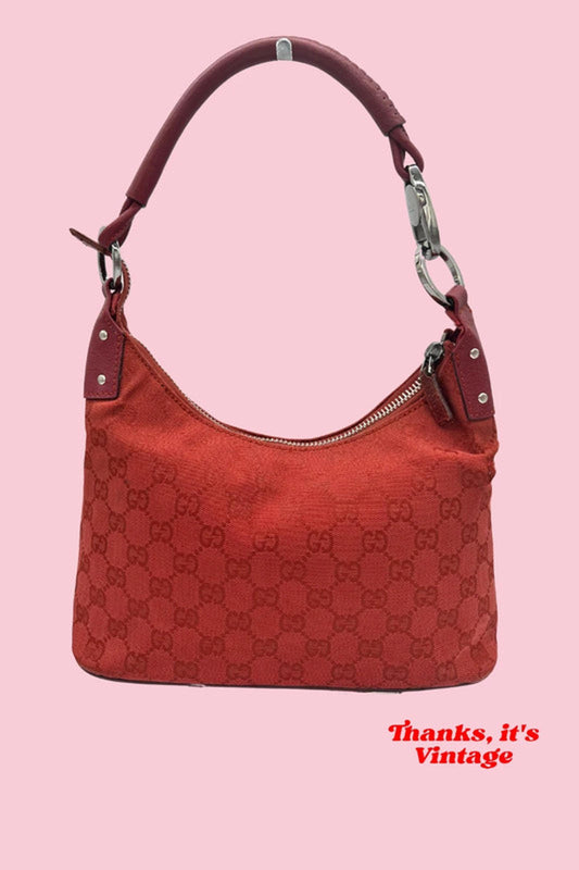Vintage Gucci Red GG Monogram Mini Jackie Hobo
