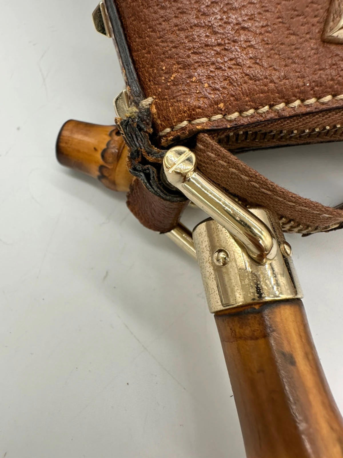 Vintage Gucci Nailhead Bamboo Monogram Handbag