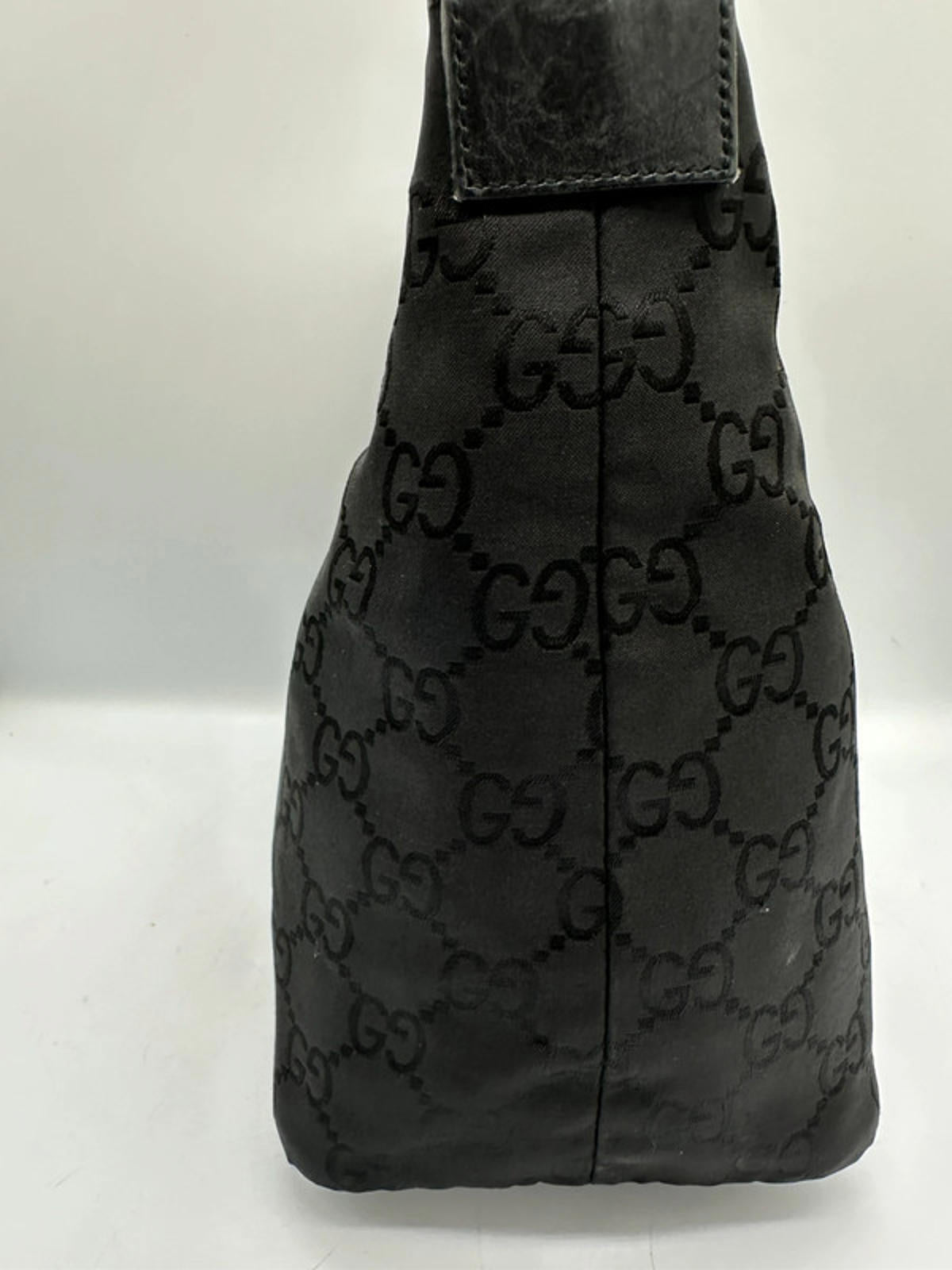 Vintage Gucci Black Monogram Bamboo Shoulder Bag