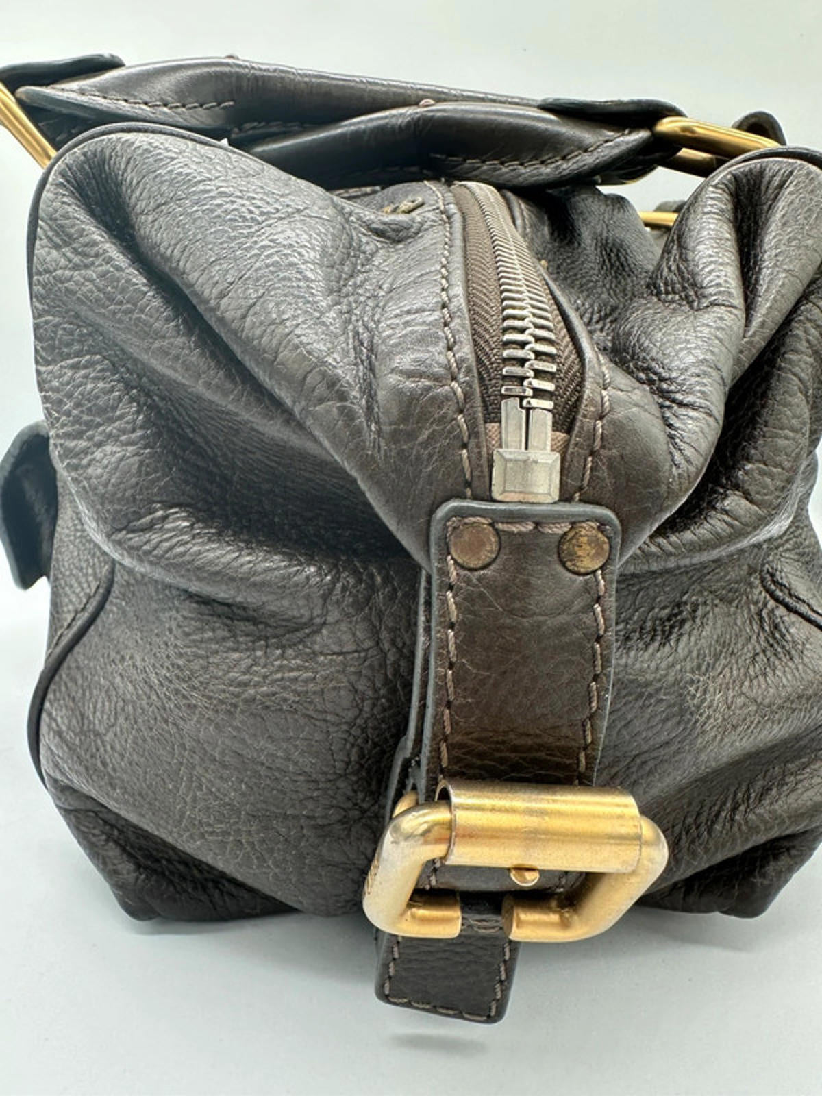 Vintage Chloé Paddington Handbag in Dark Brown Grain Leather