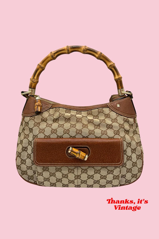 Vintage Gucci Nailhead Bamboo Monogram Handbag