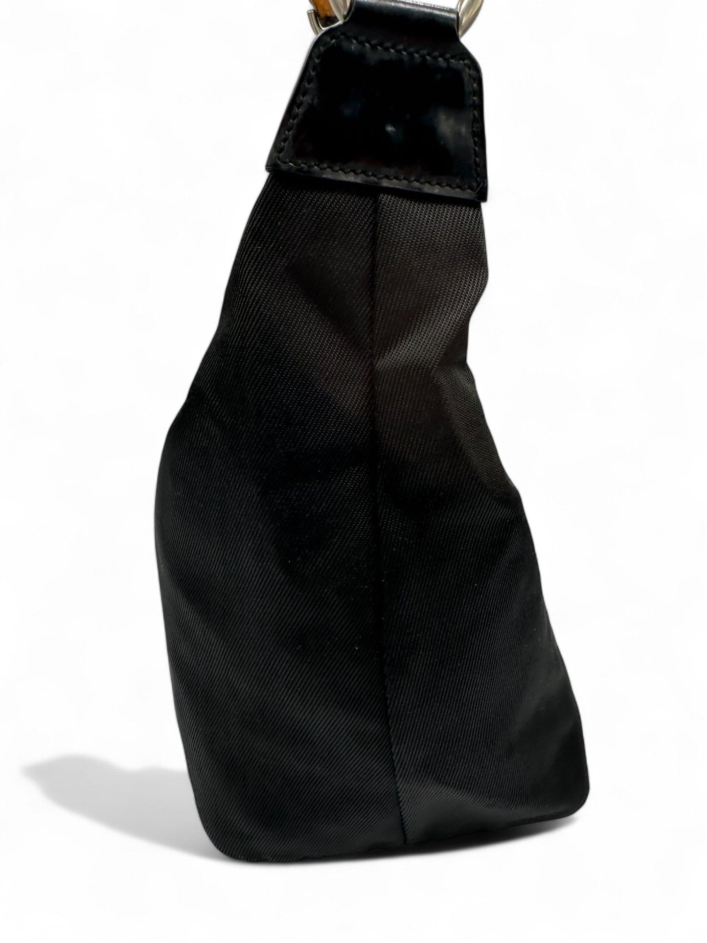 Gucci Bamboo Black Nylon Shoulder Bag - Thanks it's Vintage