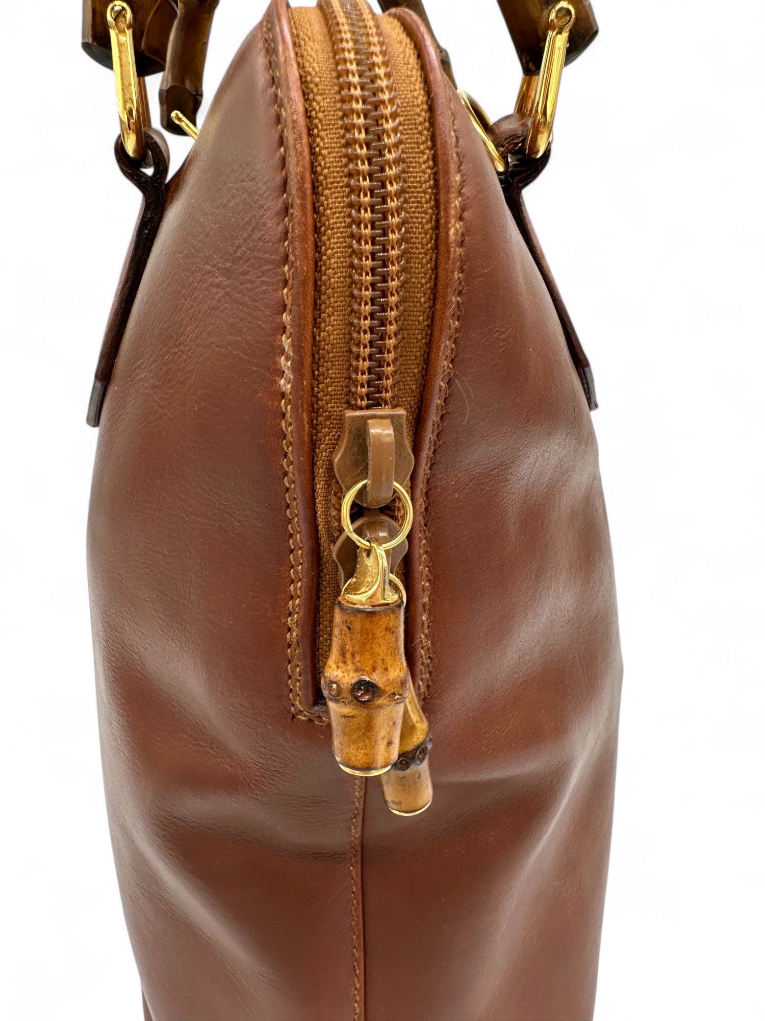 Gucci Bamboo Brown Leather Handbag - Thanks it's Vintage