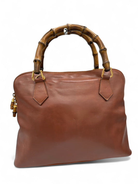 Gucci Bamboo Brown Leather Handbag - Thanks it's Vintage