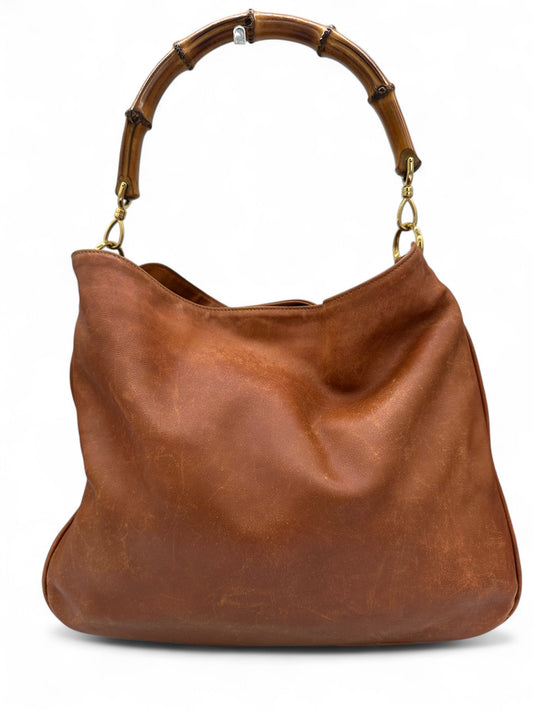 Gucci Bamboo Brown Leather Handbag - Thanks it's Vintage