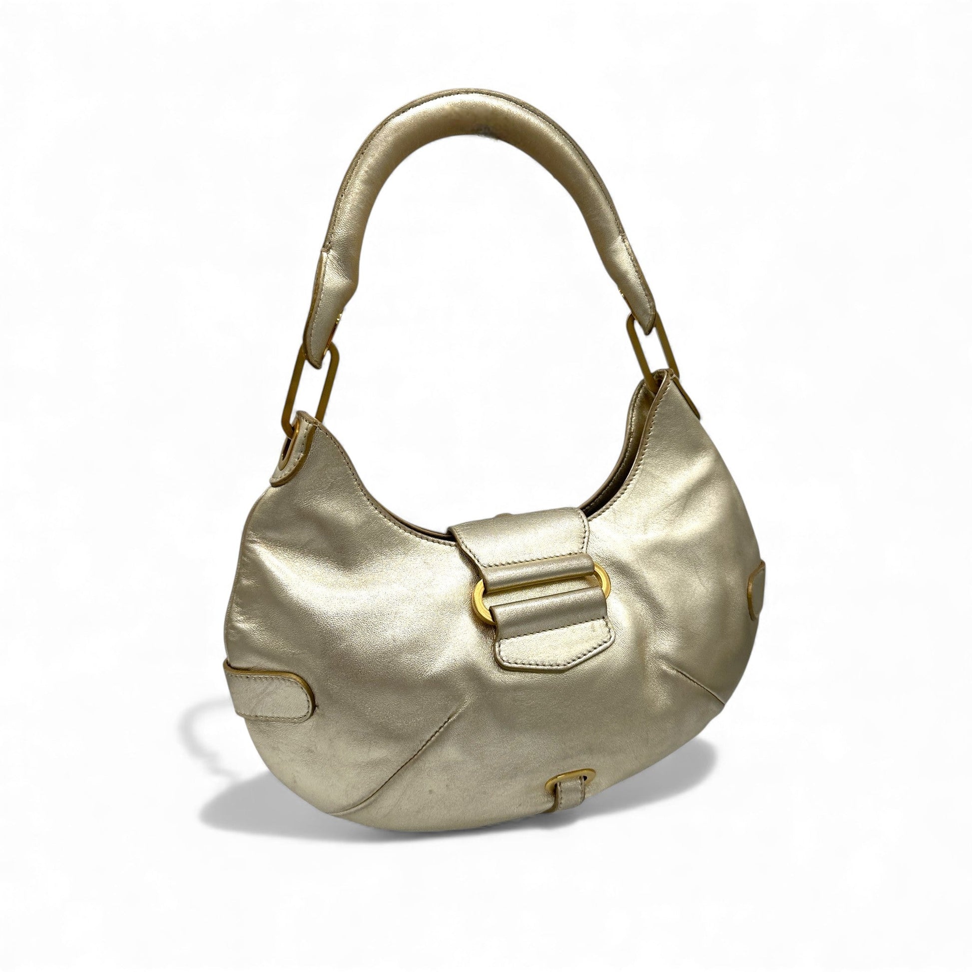 Jimmy Choo Gold Leather Top Handle Bag - Thanks it's Vintage