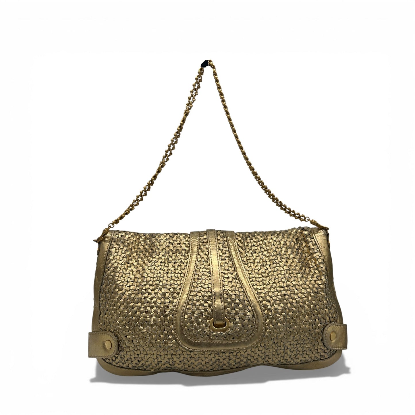 Jimmy Choo Tulita Gold Woven Leather Bag - Thanks it's Vintage