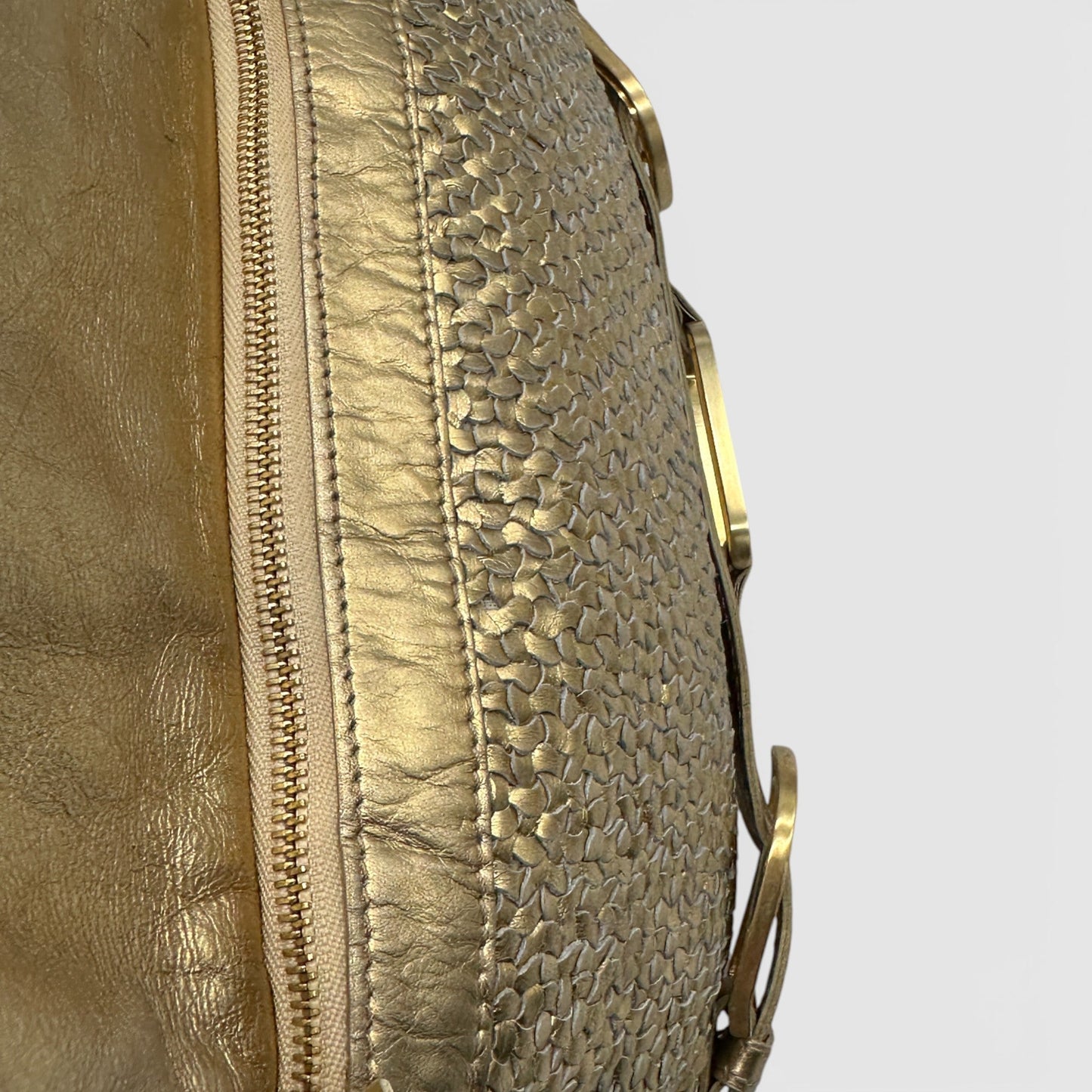 Jimmy Choo Tulita Gold Woven Leather Bag - Thanks it's Vintage