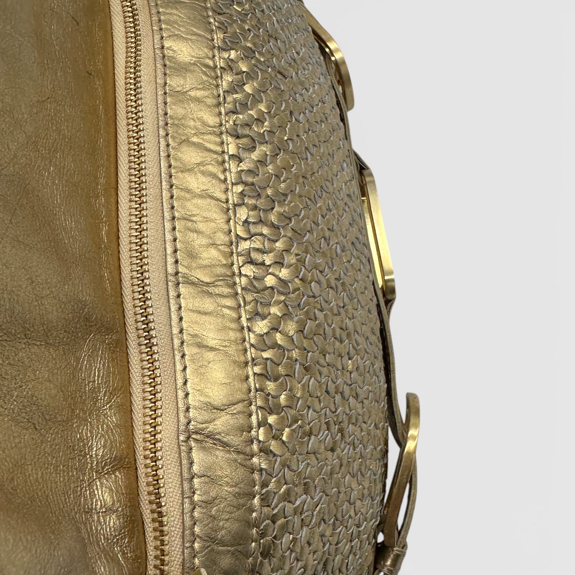 Jimmy Choo Tulita Gold Woven Leather Bag - Thanks it's Vintage