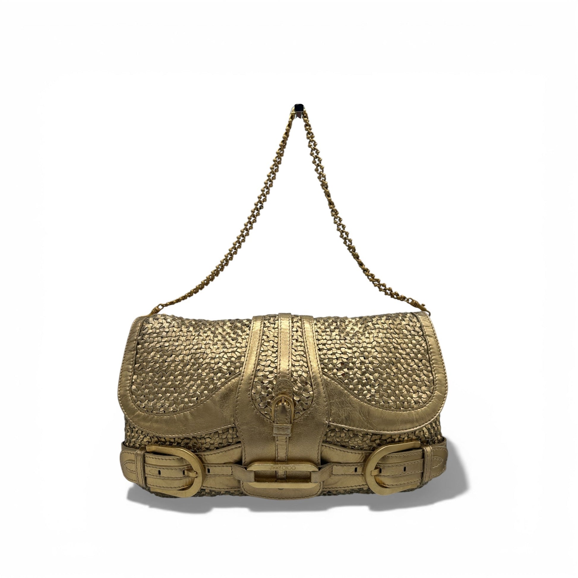 Jimmy Choo Tulita Gold Woven Leather Bag - Thanks it's Vintage