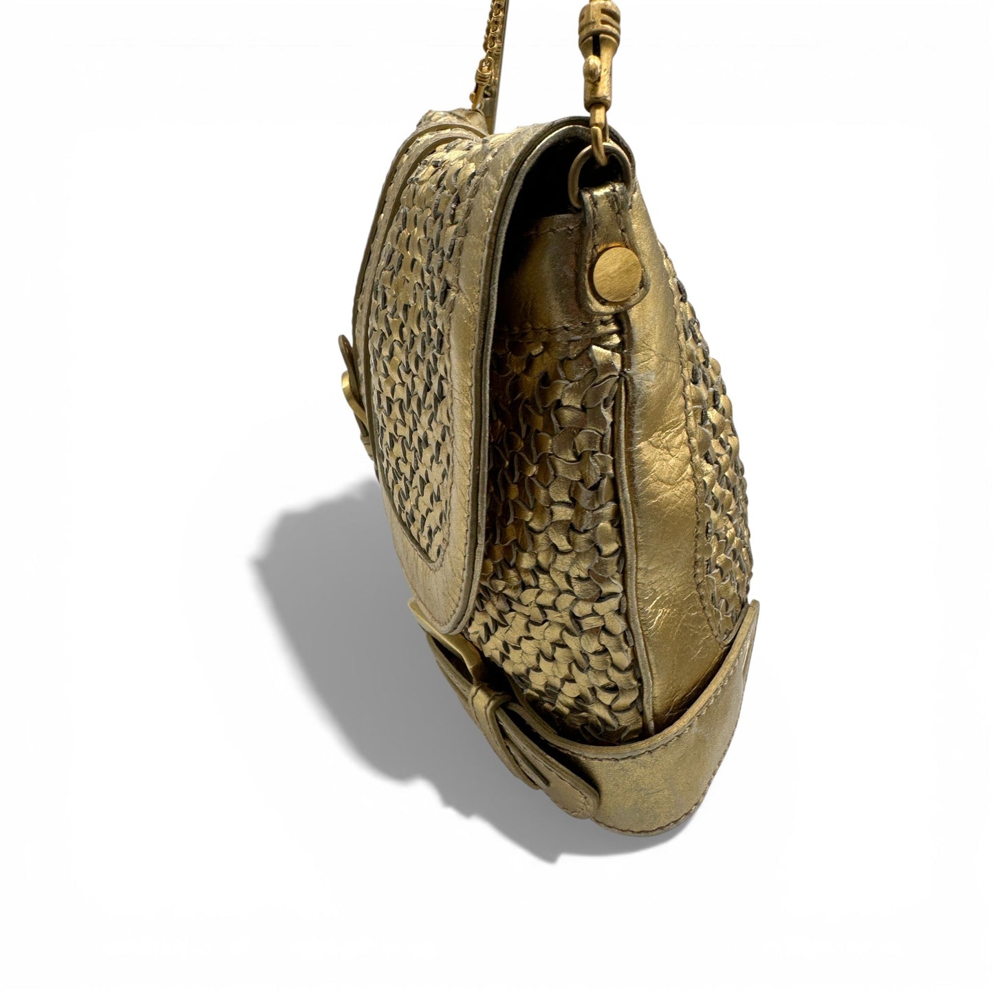 Jimmy Choo Tulita Gold Woven Leather Bag - Thanks it's Vintage