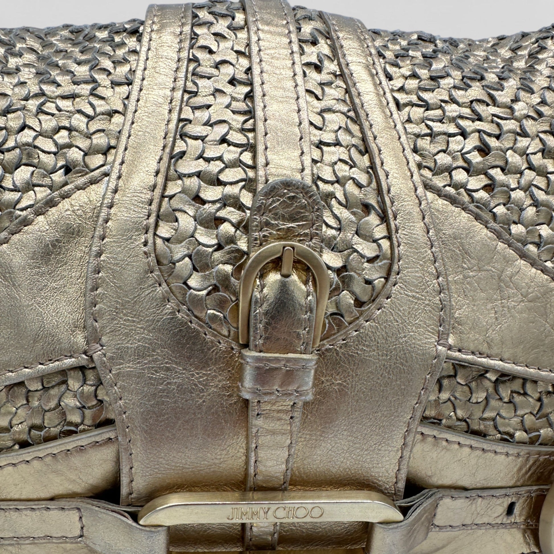 Jimmy Choo Tulita Gold Woven Leather Bag - Thanks it's Vintage