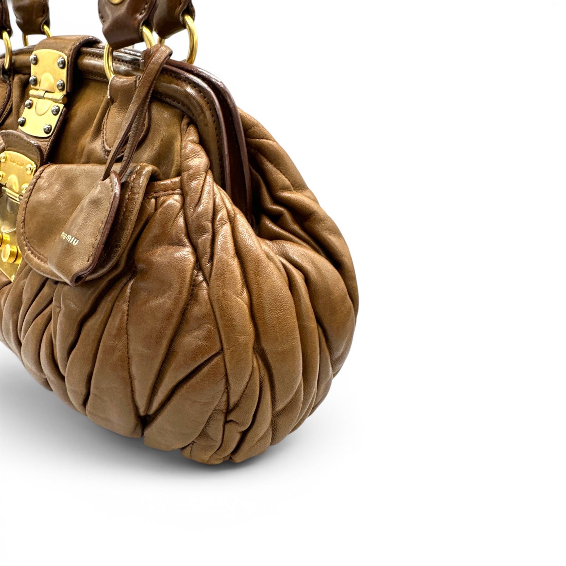 Miu Miu Brown Matelassé Coffer Satchel - Thanks it's Vintage