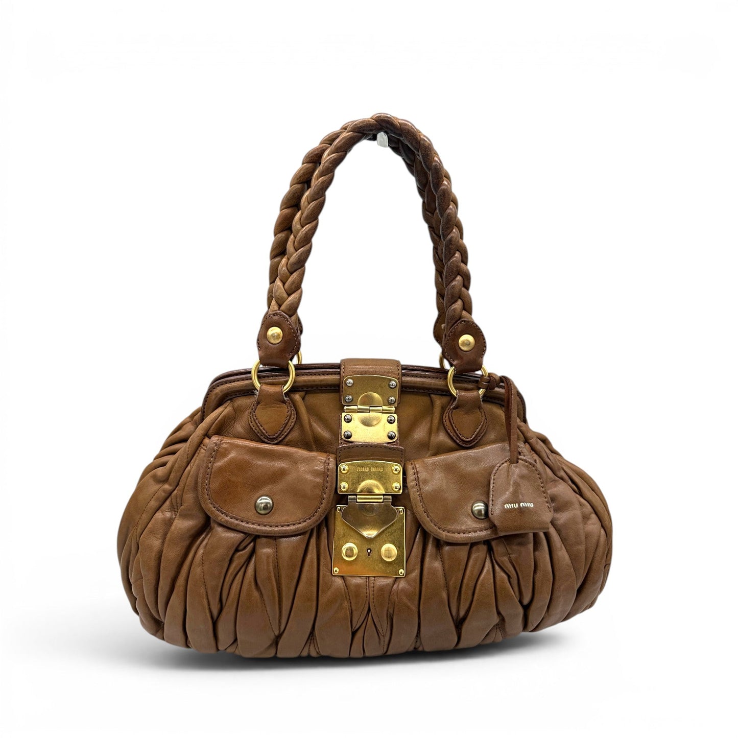 Miu Miu Brown Matelassé Coffer Satchel - Thanks it's Vintage