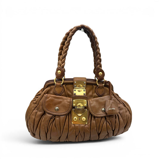 Miu Miu Brown Matelassé Coffer Satchel - Thanks it's Vintage