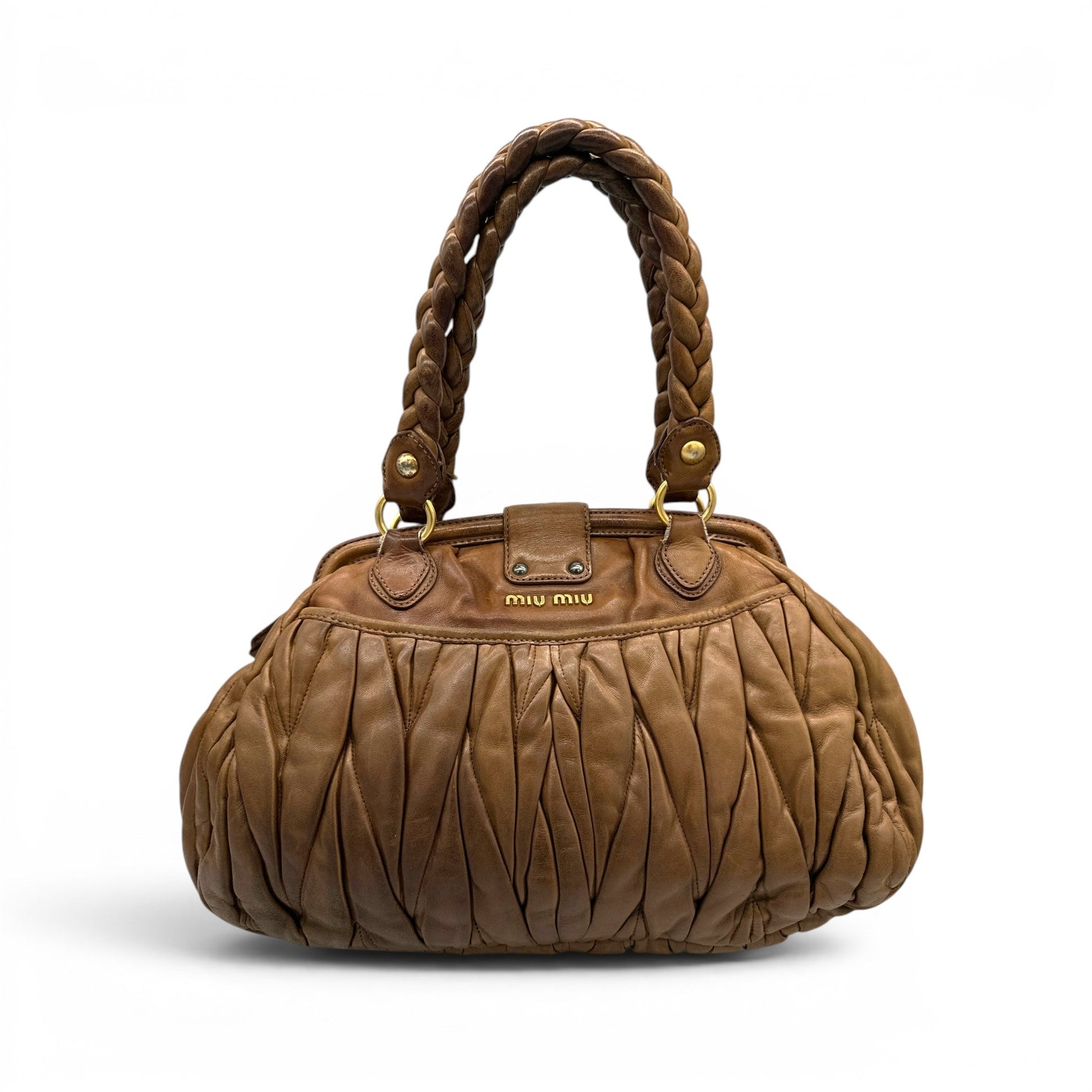 Miu Miu Brown Matelassé Coffer Satchel - Thanks it's Vintage