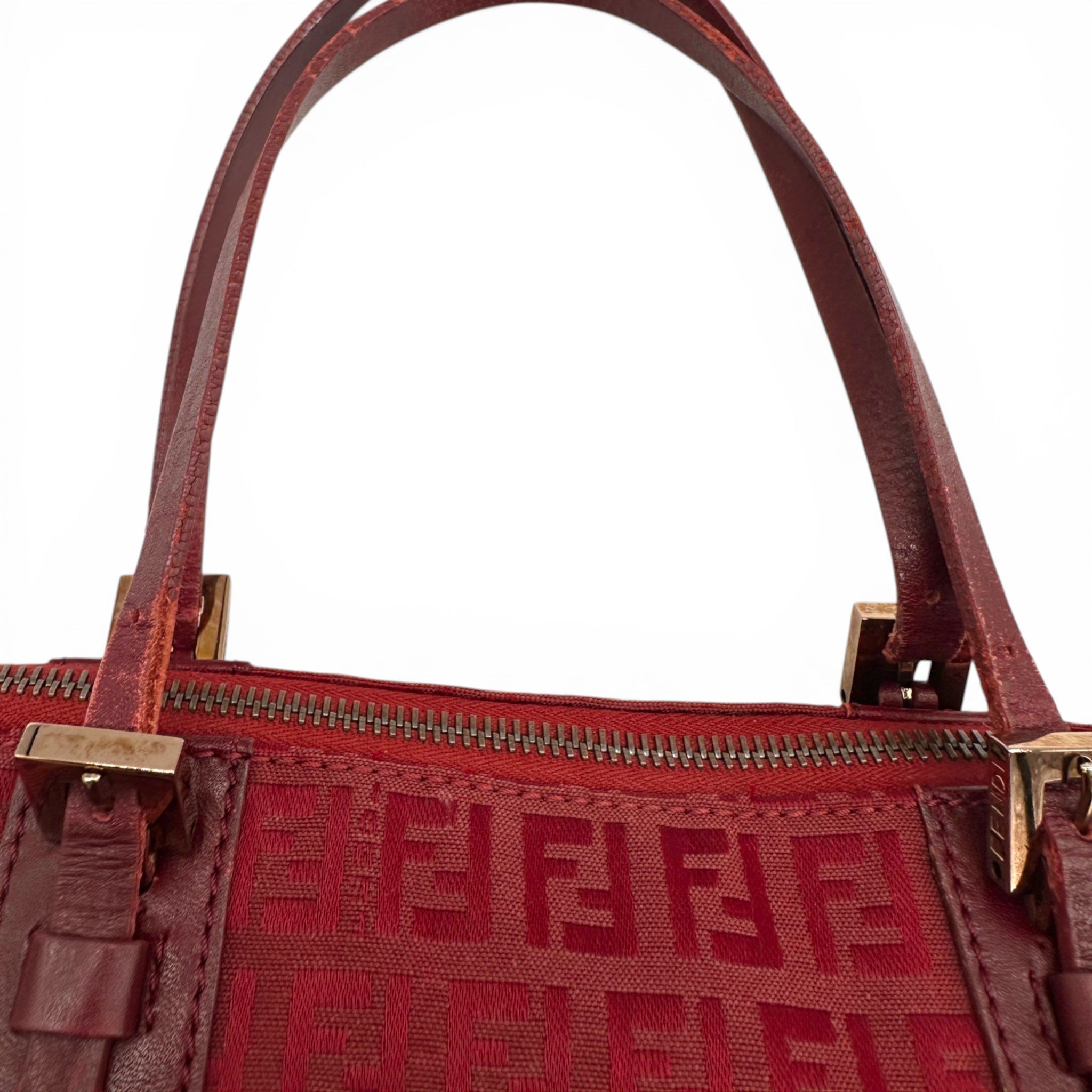 RARE Vintage Fendi Red Zucchino Toile Shoulder Bag – Thanks it's