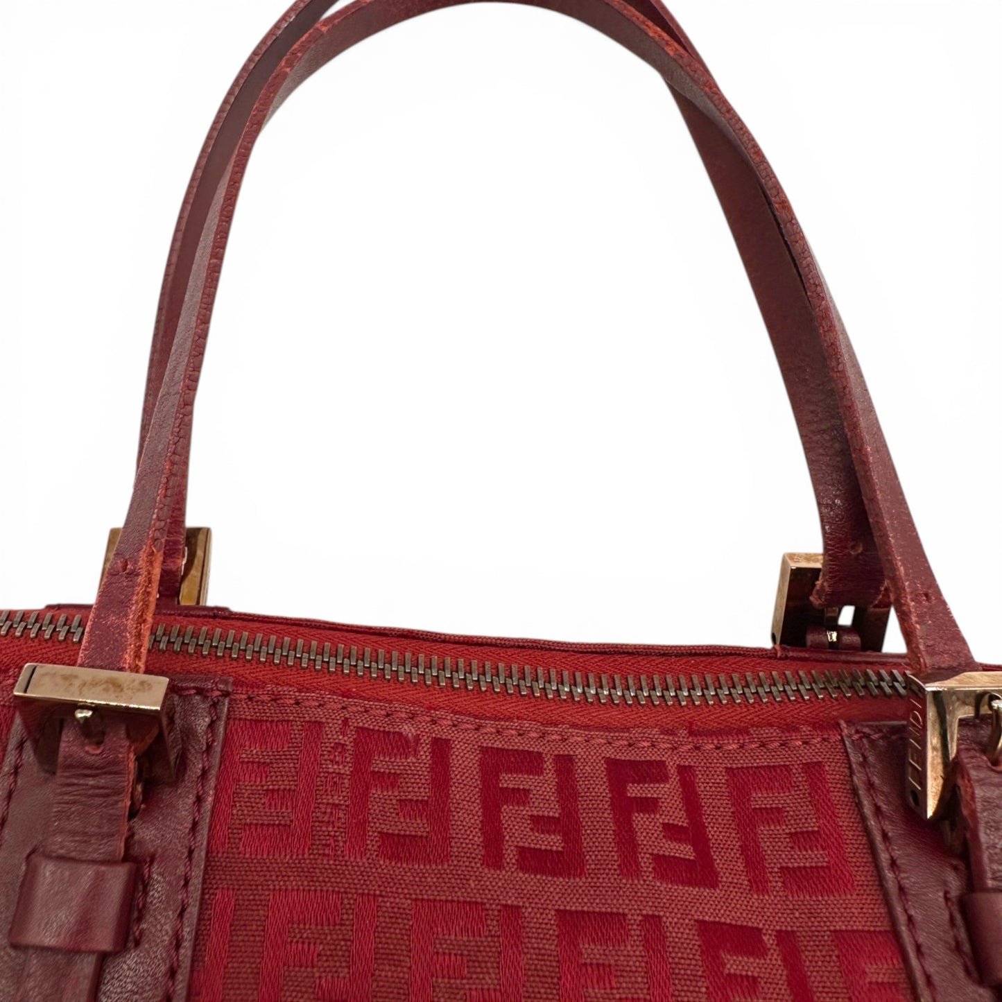 RARE Vintage Fendi Red Zucchino Toile Shoulder Bag - Thanks it's Vintage