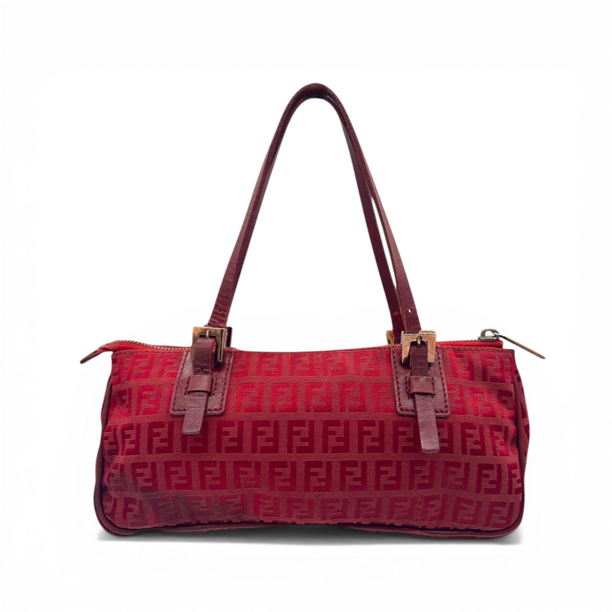 RARE Vintage Fendi Red Zucchino Toile Shoulder Bag - Thanks it's Vintage
