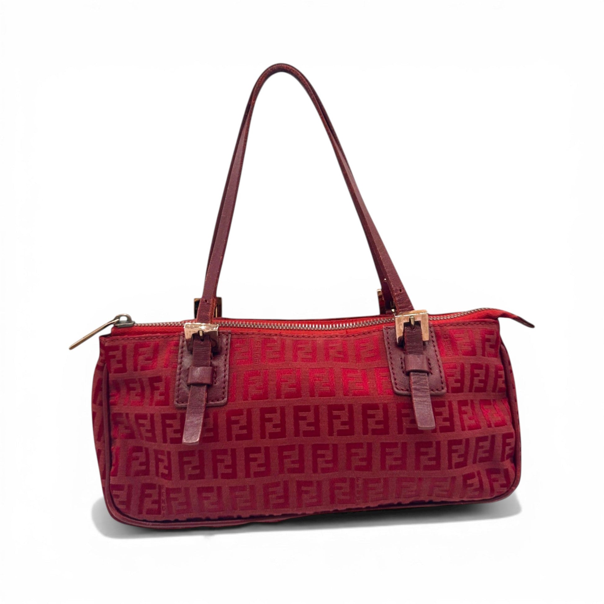 RARE Vintage Fendi Red Zucchino Toile Shoulder Bag - Thanks it's Vintage