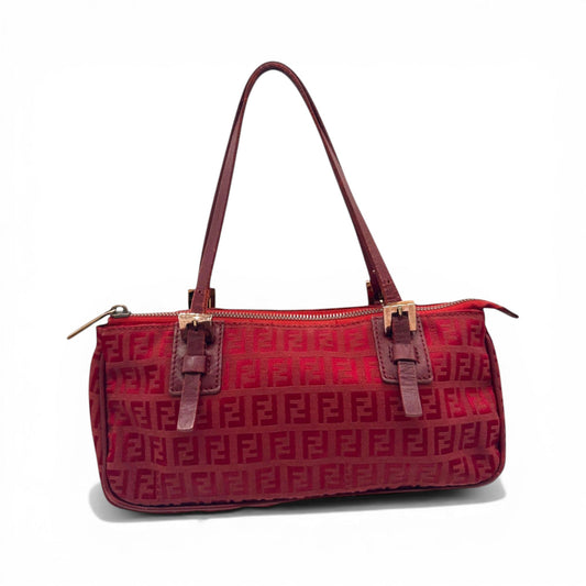 RARE Vintage Fendi Red Zucchino Toile Shoulder Bag - Thanks it's Vintage