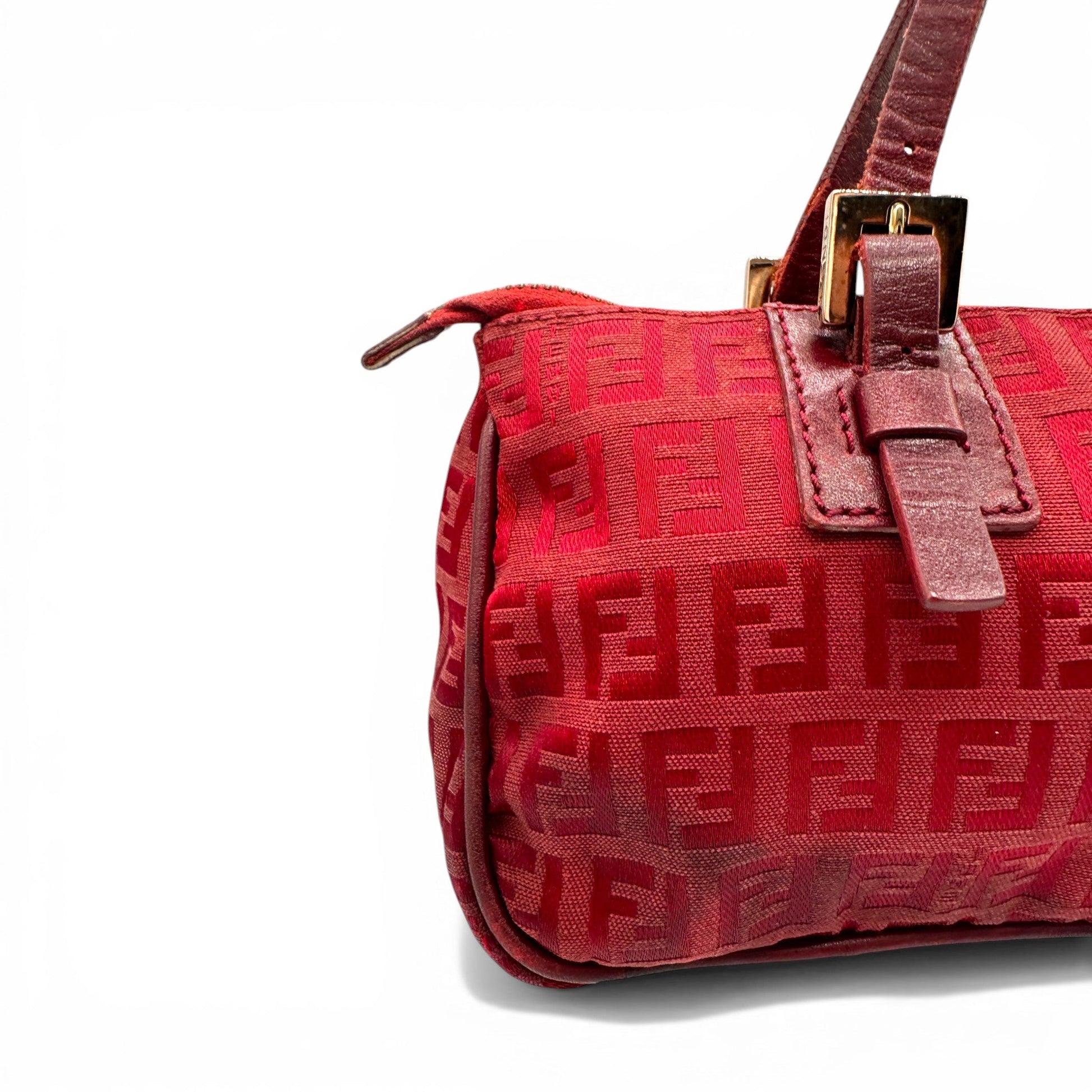 RARE Vintage Fendi Red Zucchino Toile Shoulder Bag - Thanks it's Vintage