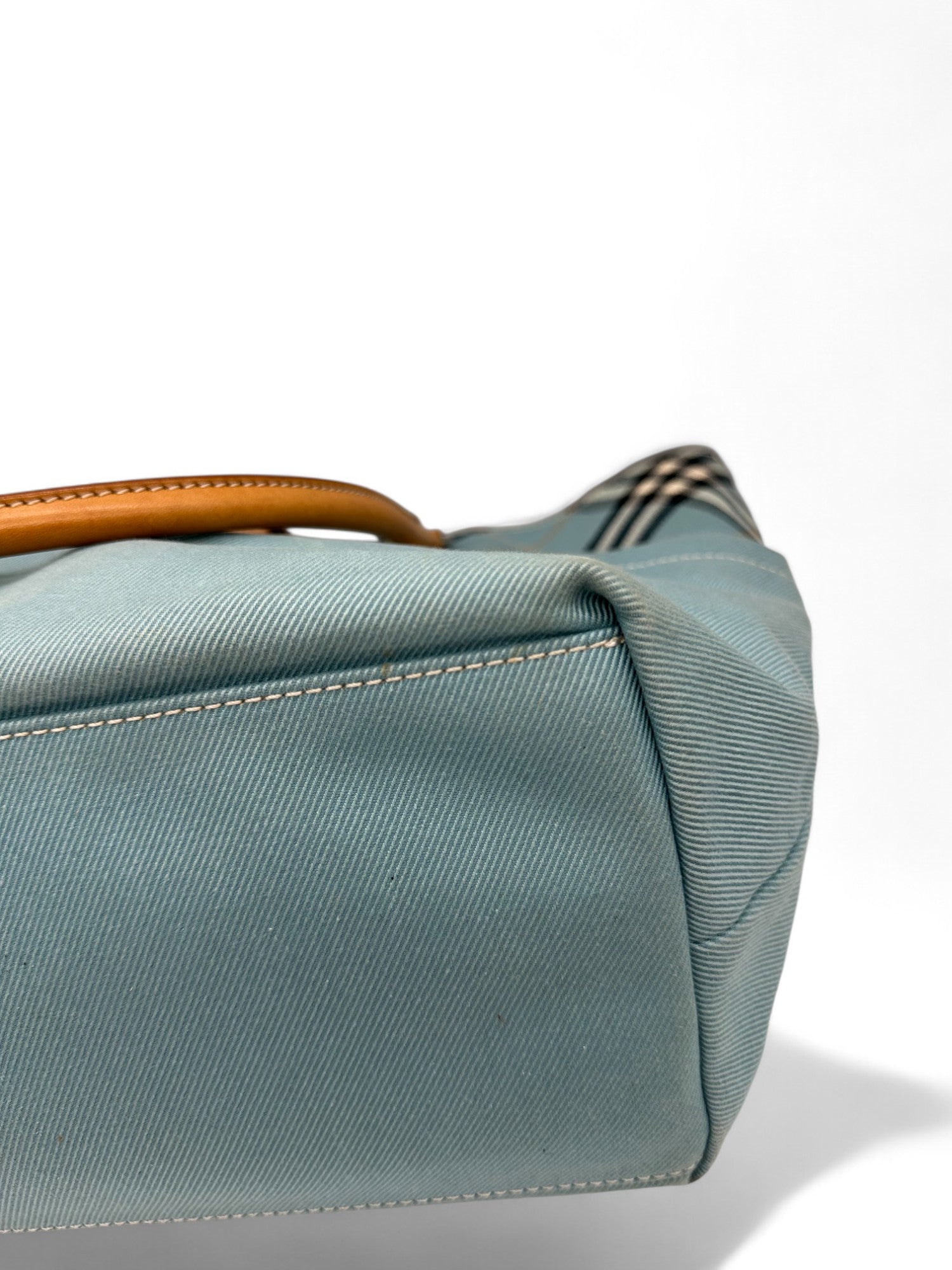 Vintage Burberry Blue Label Blue Nova Check Buckle Detail Tote Bag
