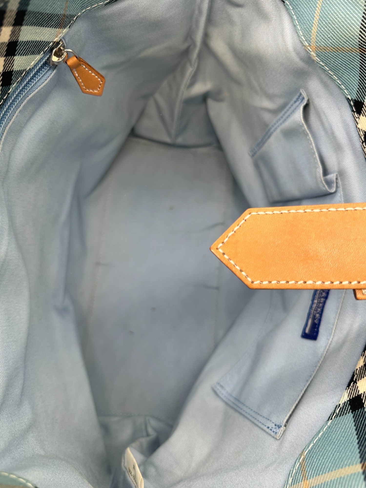 Vintage Burberry Blue Label Blue Nova Check Buckle Detail Tote Bag