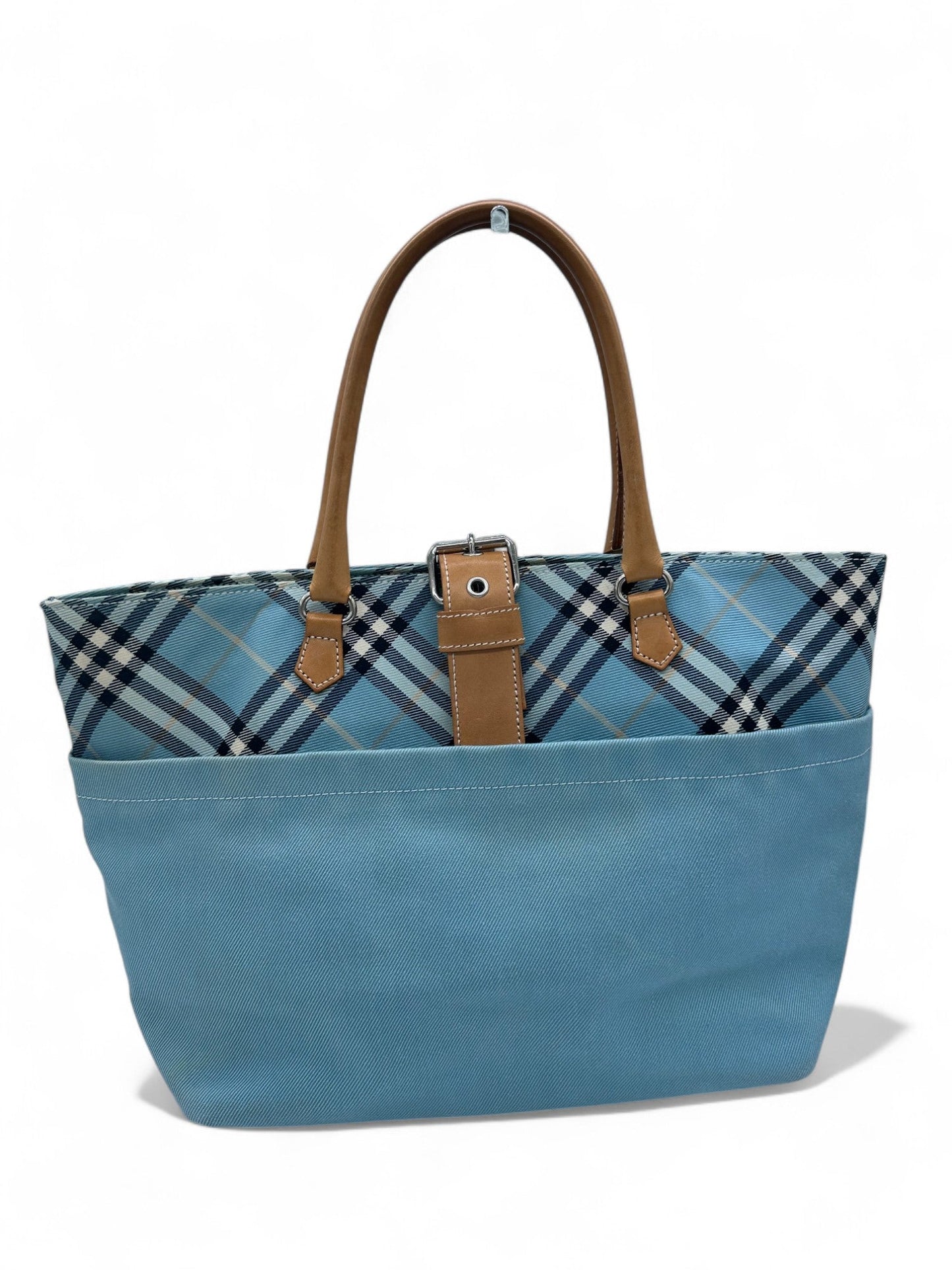 Vintage Burberry Blue Label Blue Nova Check Buckle Detail Tote Bag - Thanks it's Vintage