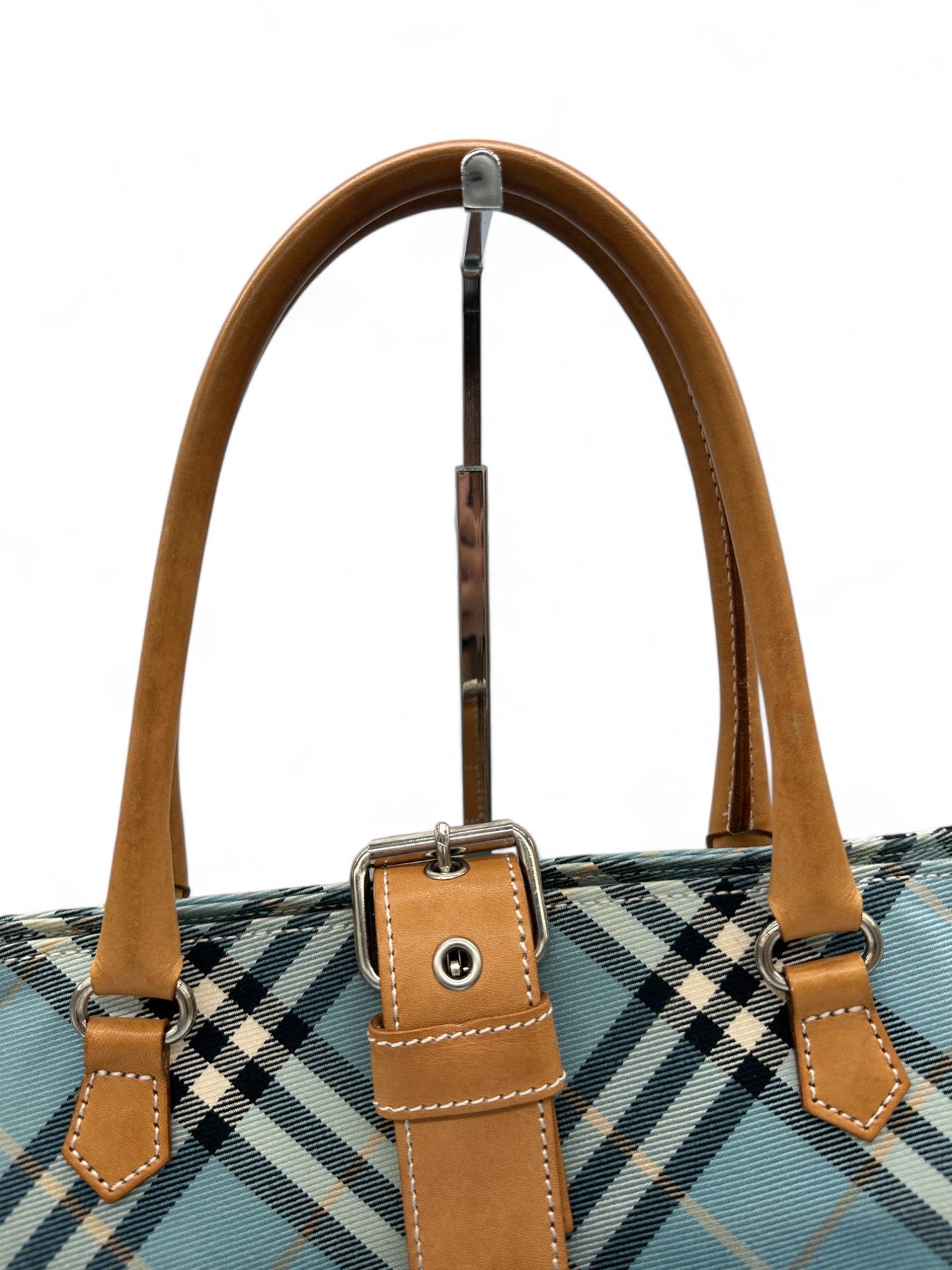 Vintage Burberry Blue Label Blue Nova Check Buckle Detail Tote Bag - Thanks it's Vintage