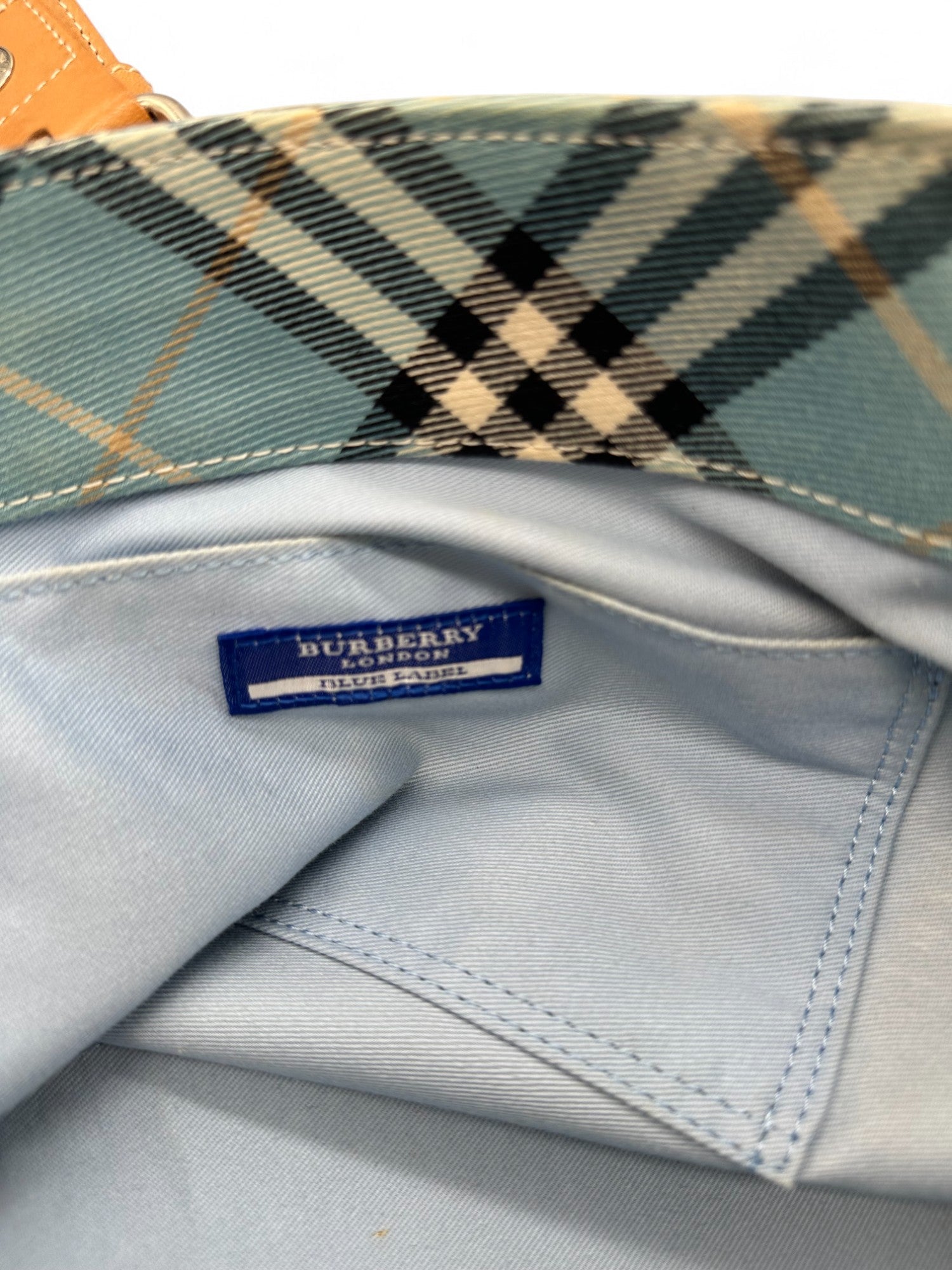 Vintage Burberry Blue Label Blue Nova Check Buckle Detail Tote Bag