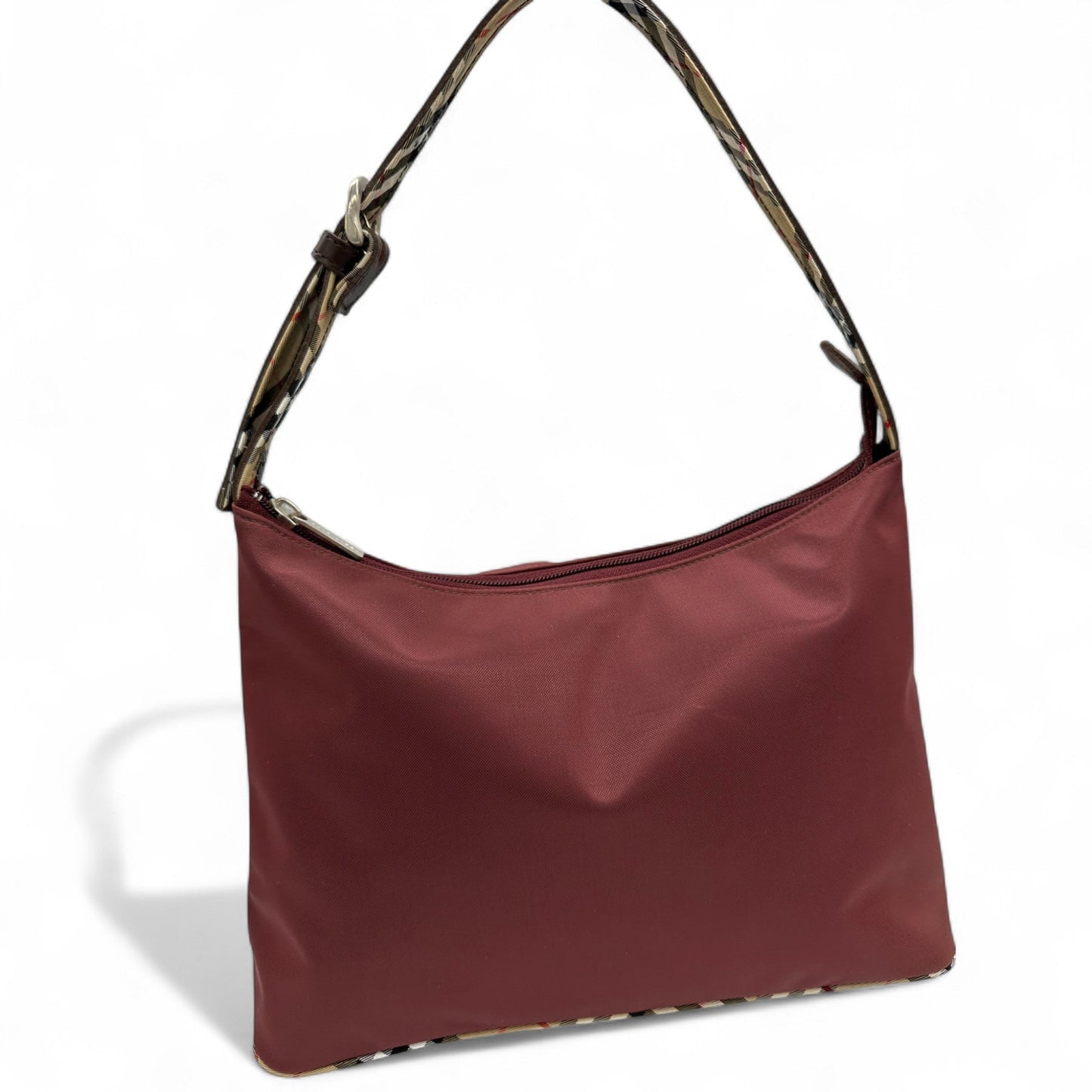 Vintage Burberry Blue Label Burgundy Nylon Shoulder Bag - Thanks it's Vintage