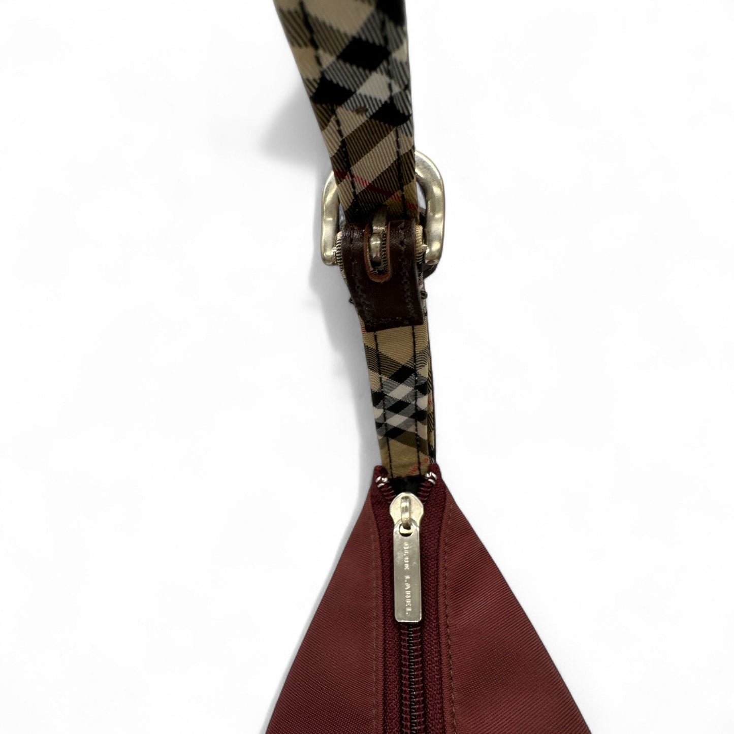 Vintage Burberry Blue Label Burgundy Nylon Shoulder Bag - Thanks it's Vintage