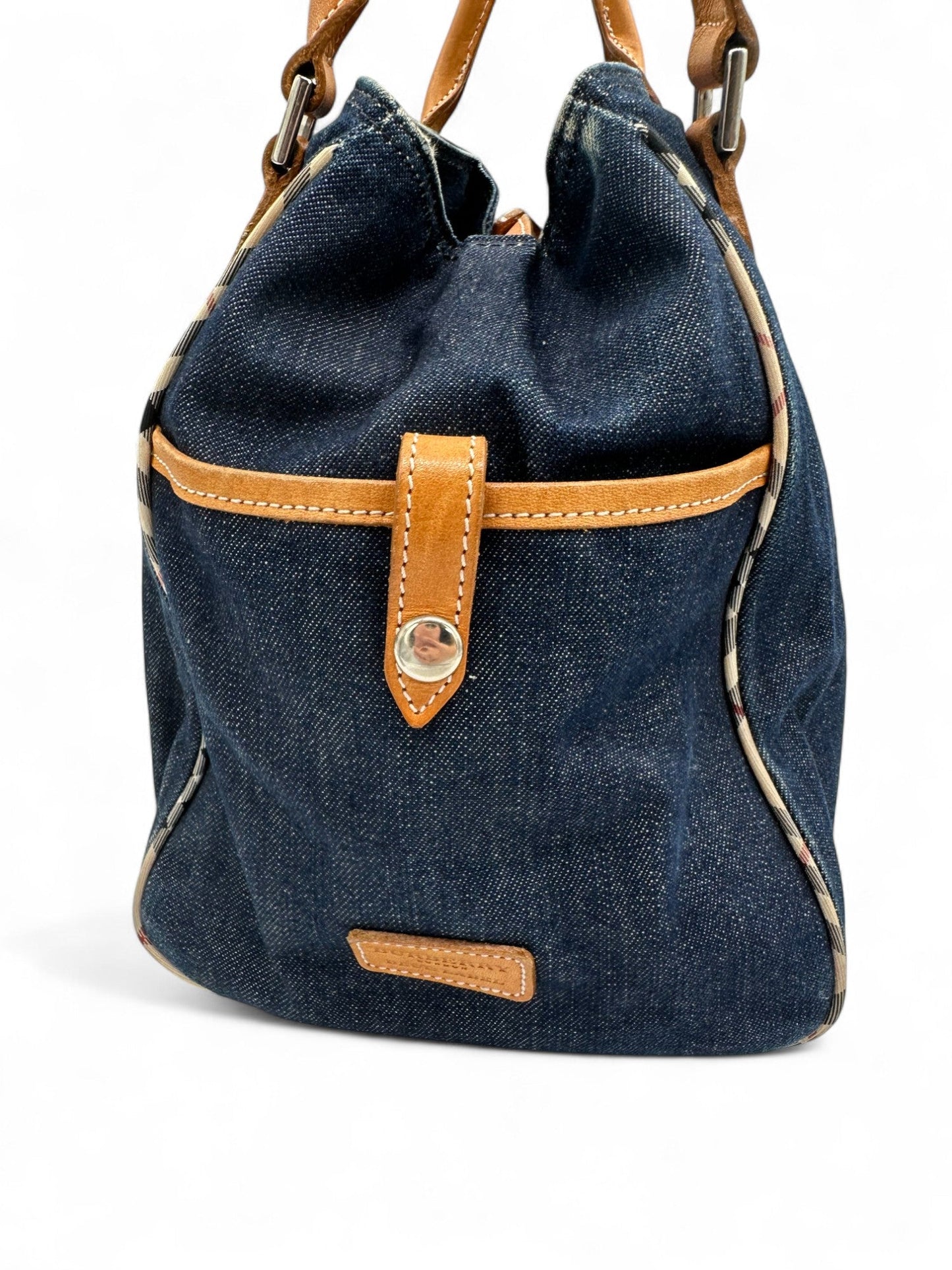 Vintage Burberry Blue Label Navy Denim Boston Shoulder Bag - Thanks it's Vintage