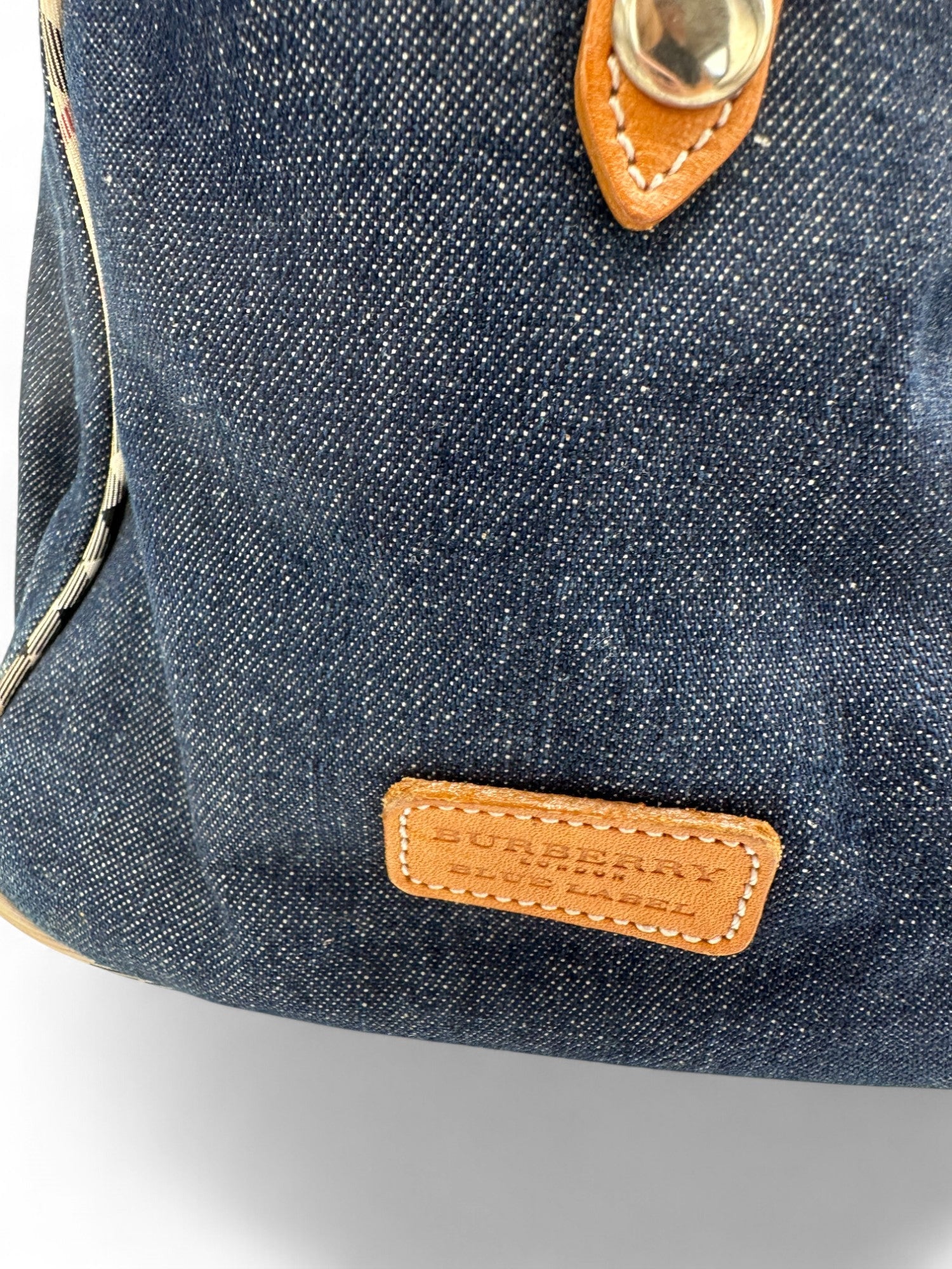 Vintage Burberry Blue Label Navy Denim Boston Shoulder Bag - Thanks it's Vintage