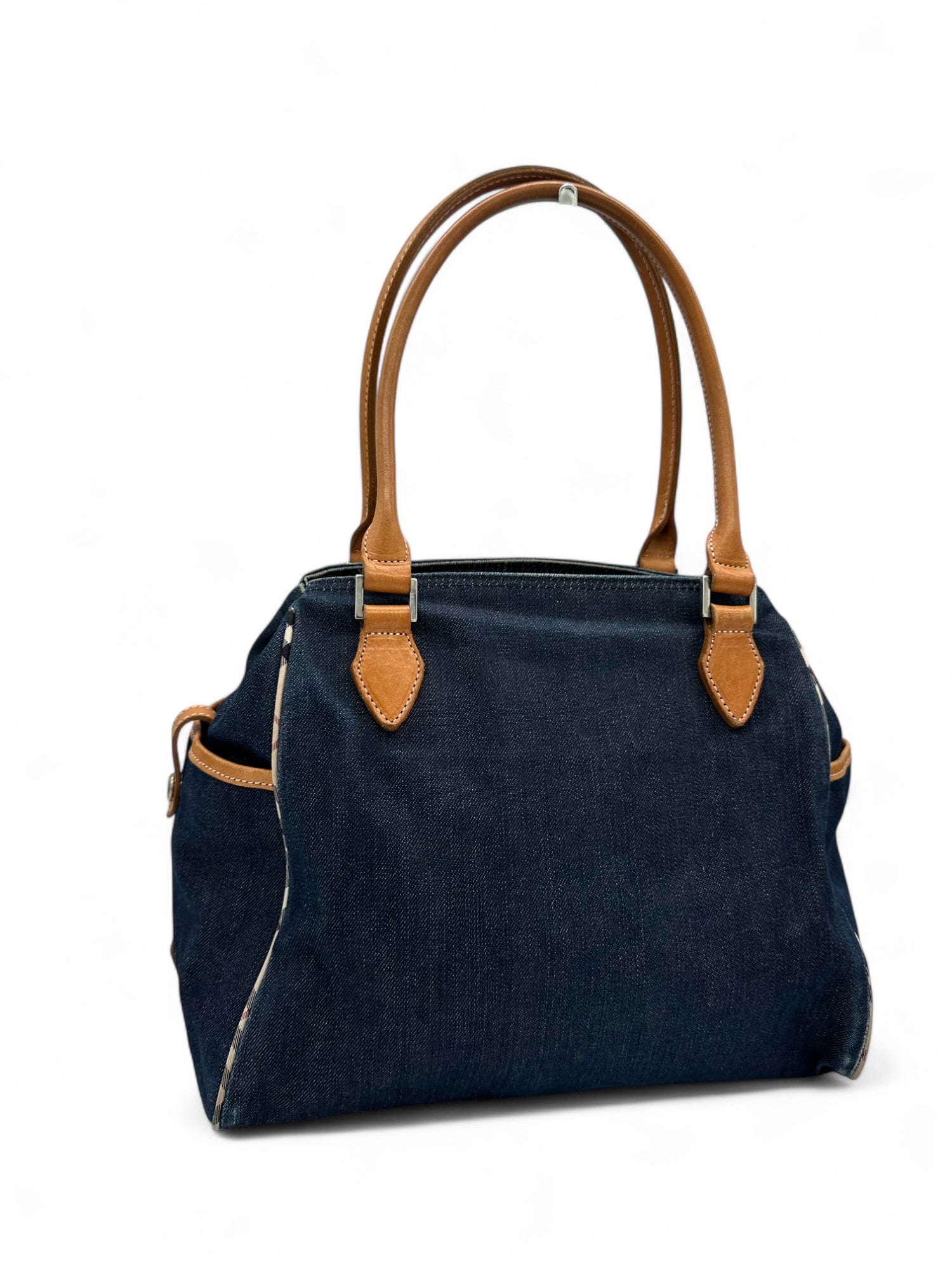 Vintage Burberry Blue Label Navy Denim Boston Shoulder Bag - Thanks it's Vintage