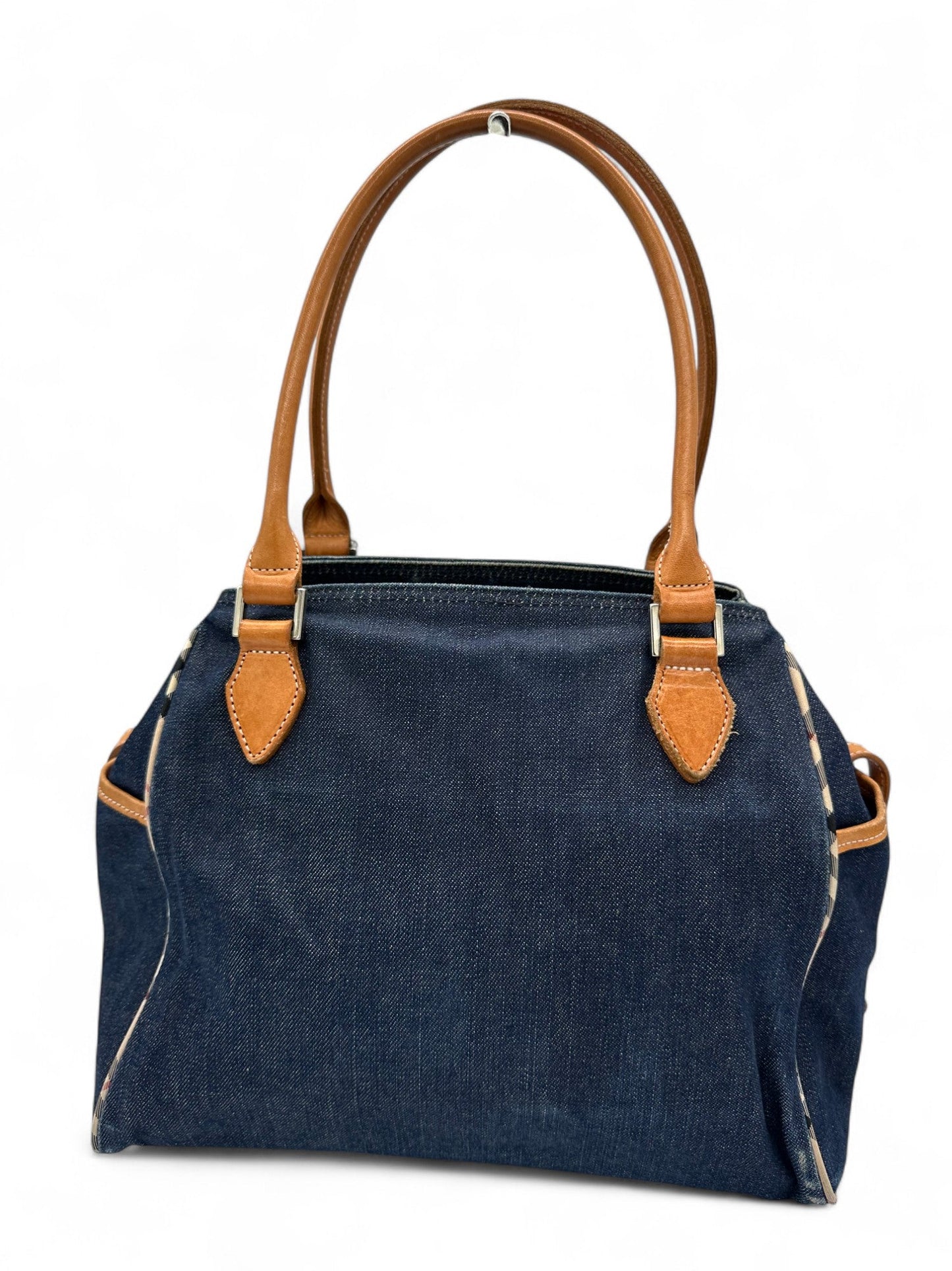 Vintage Burberry Blue Label Navy Denim Boston Shoulder Bag - Thanks it's Vintage