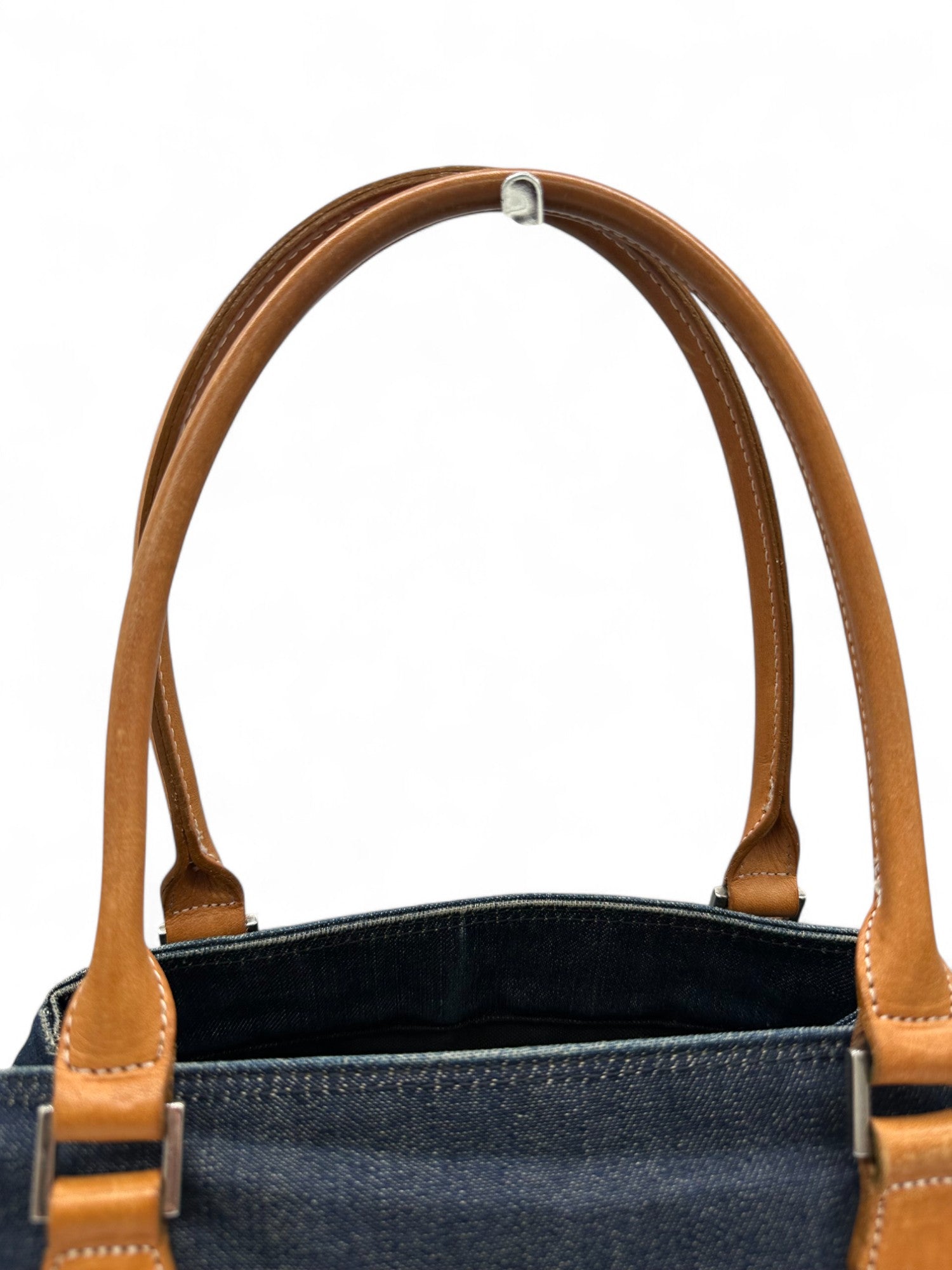 Vintage Burberry Blue Label Navy Denim Boston Shoulder Bag